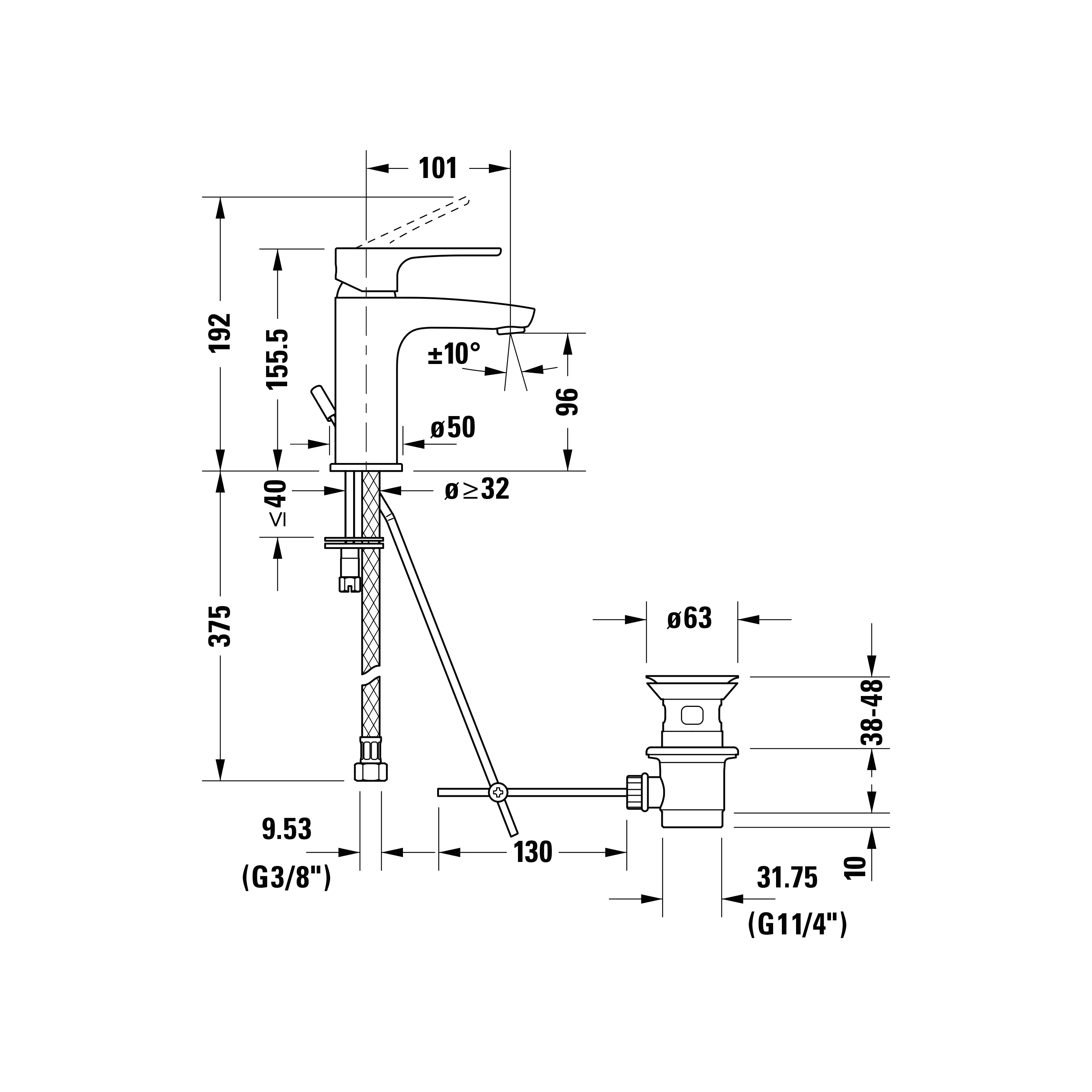 Duravit B.1 ettgrepps-tvättställsblandare - Image 6
