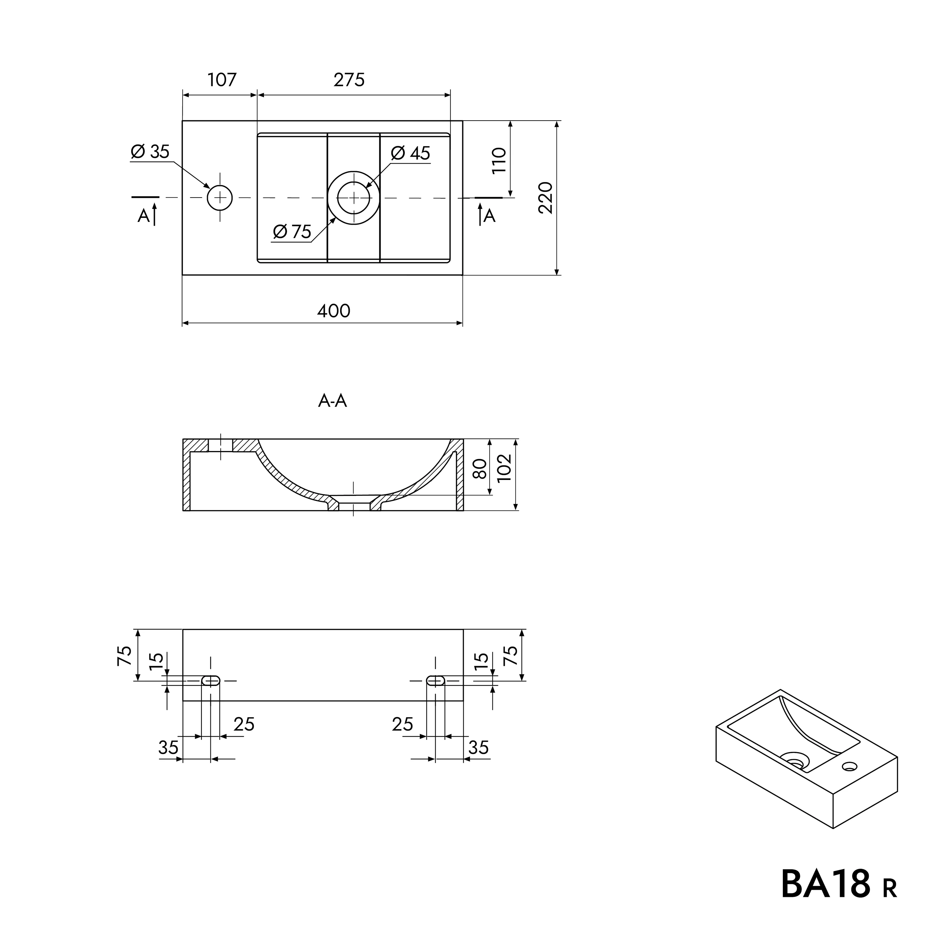 BA18 vägghängd tvättställ i gjuten mineral - Image 20