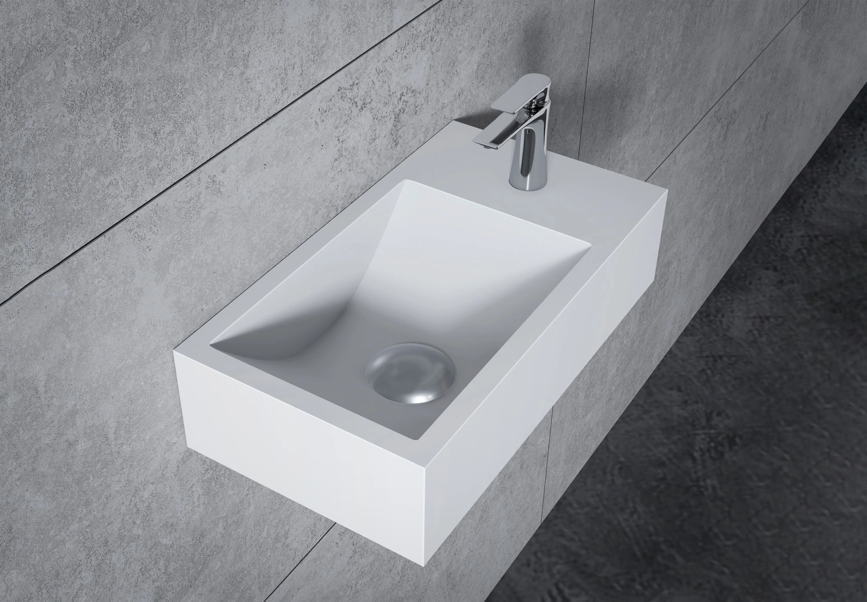 BA18 vägghängd tvättställ i gjuten mineral - Image 7