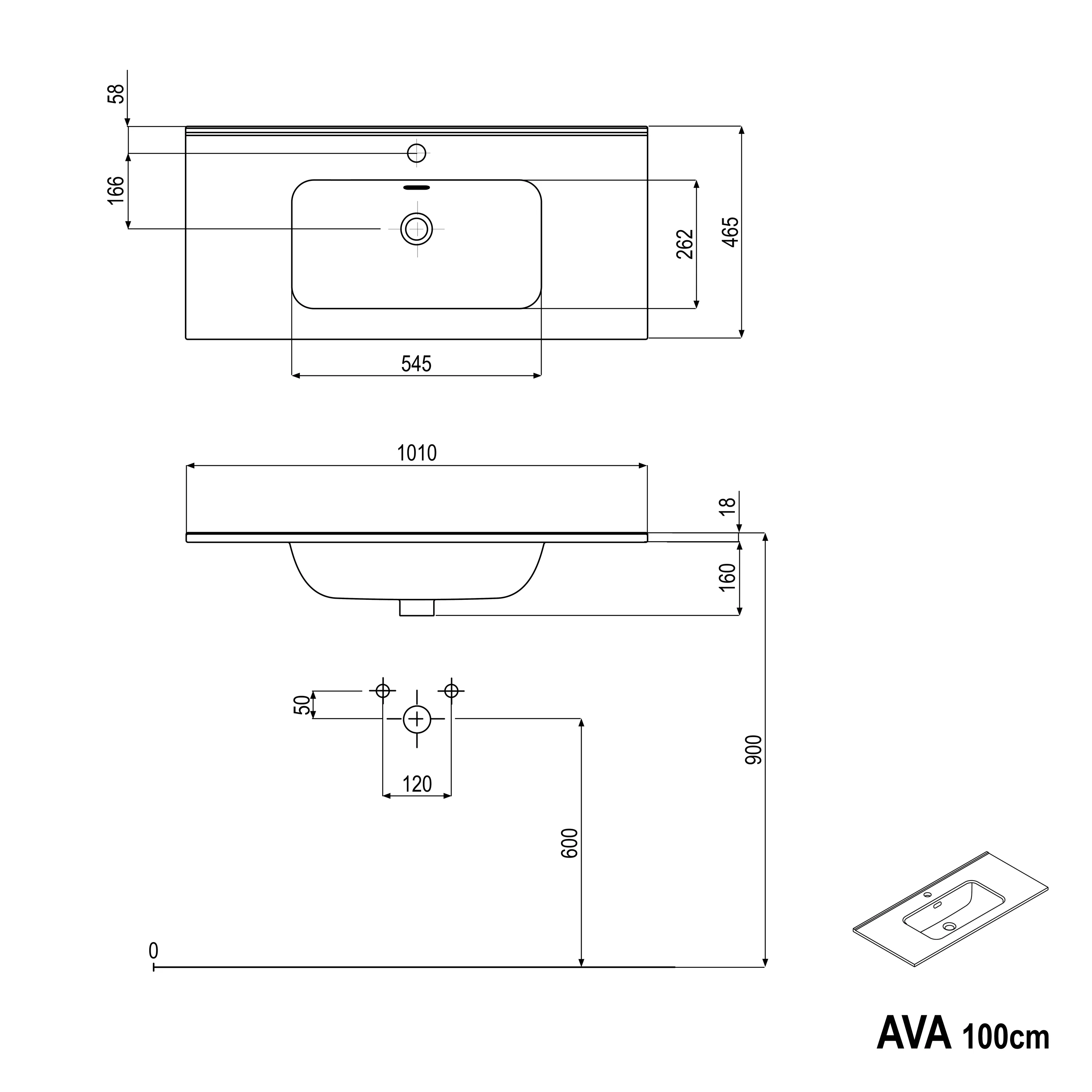 Badrumsmöbelset AVA 100 cm med tvättställ - Image 42