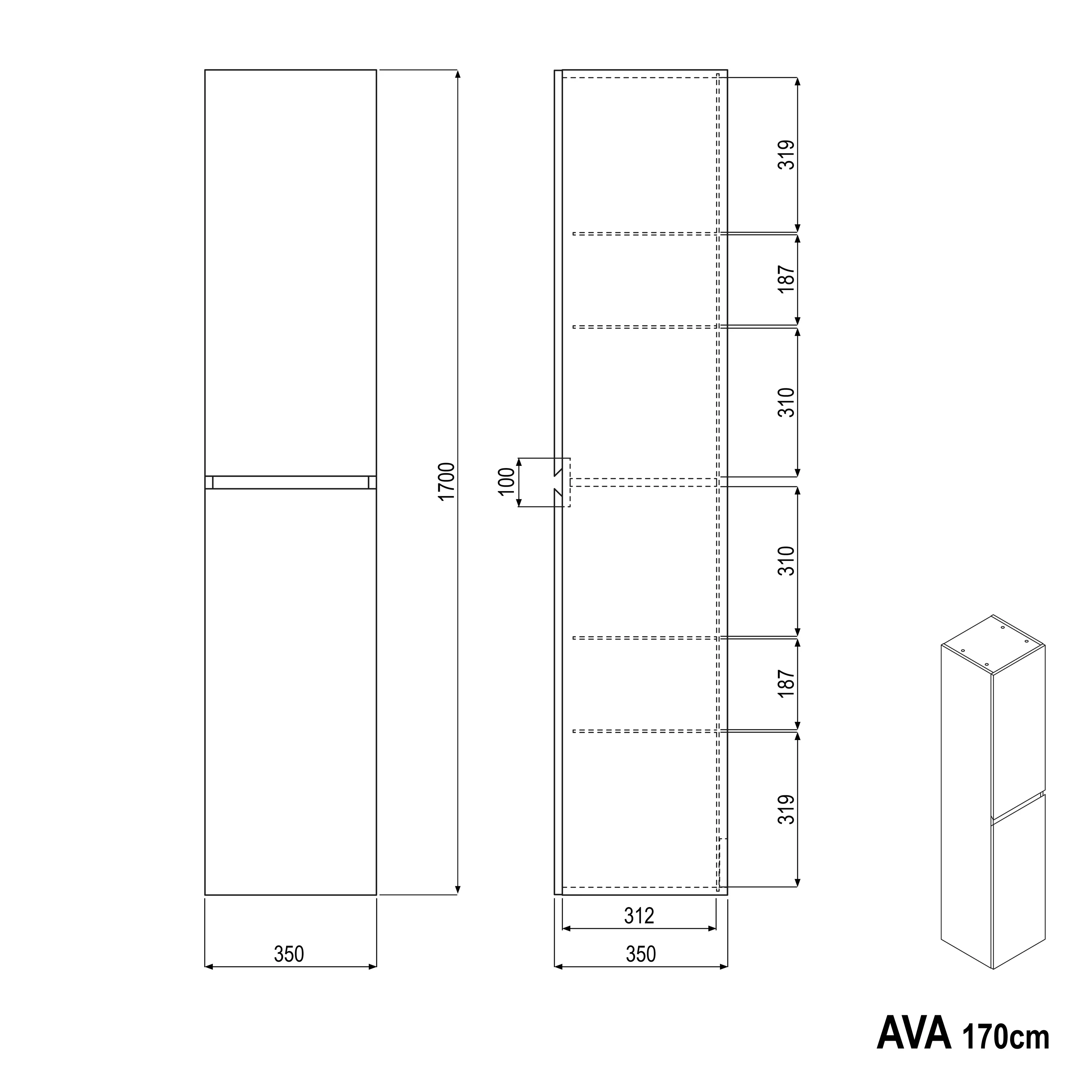 Badrumsmöbelset AVA 100 cm med tvättställ - Image 46