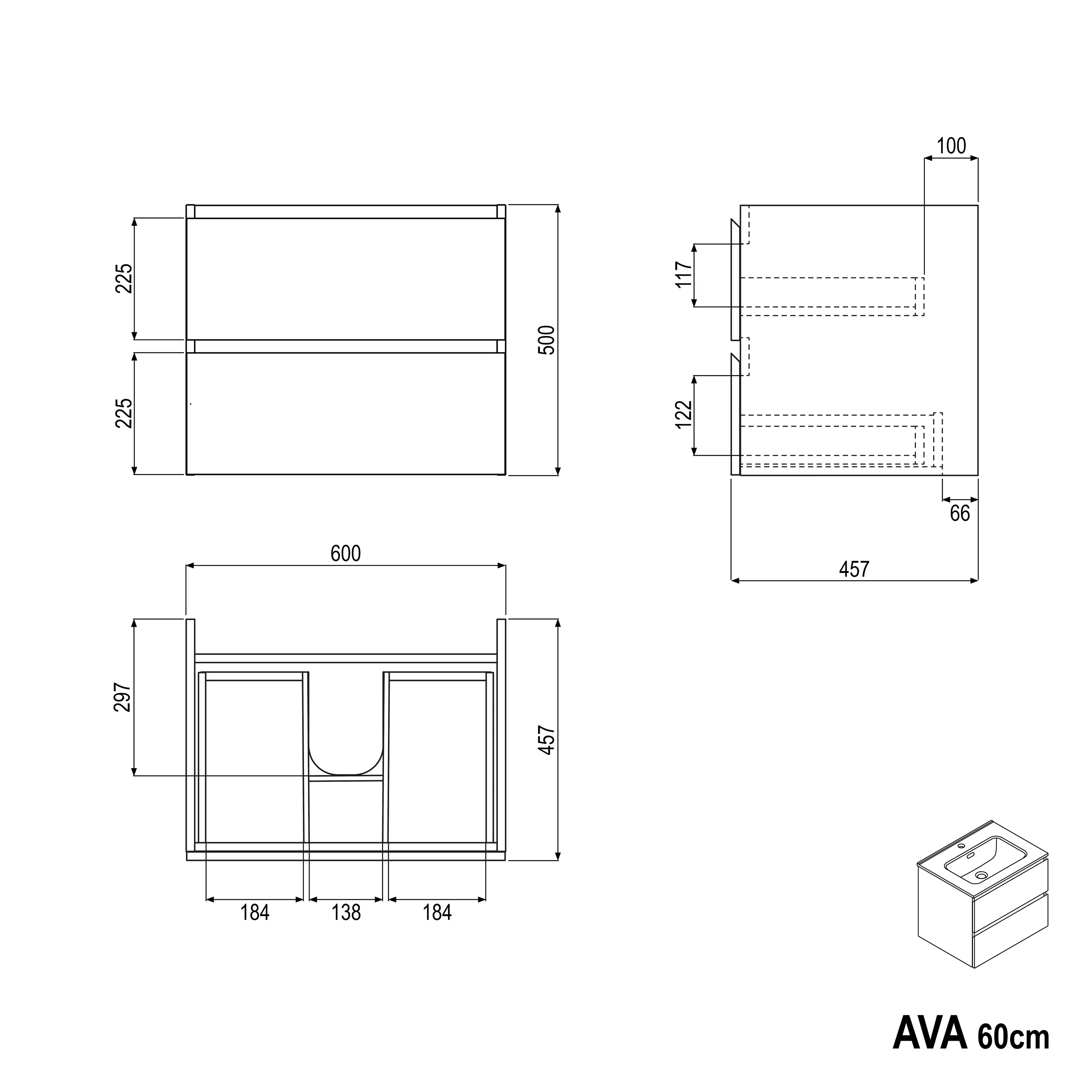 Badrumsmöbelset AVA 60 cm med tvättställ - Image 43