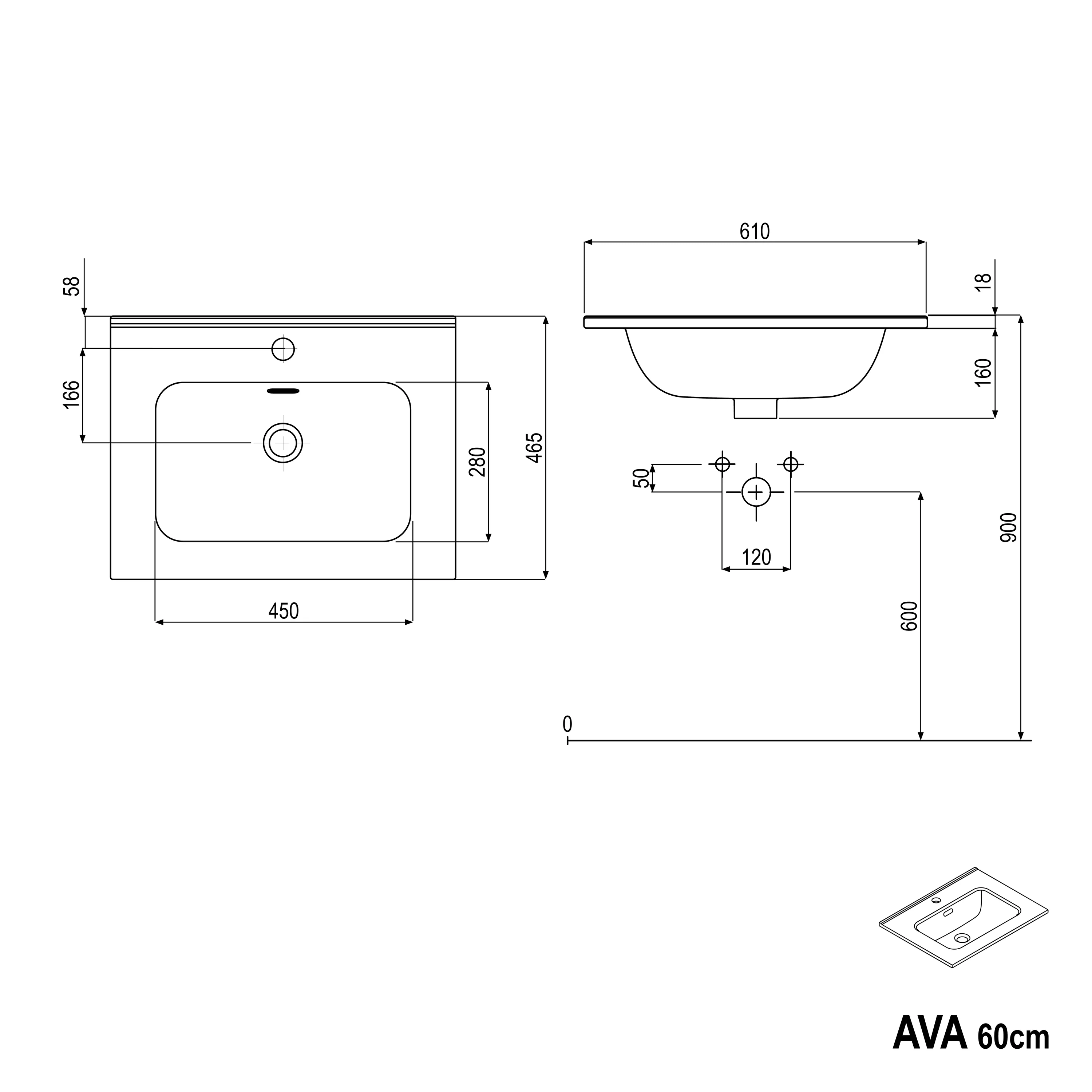 Badrumsmöbelset AVA 60 cm med tvättställ - Image 44