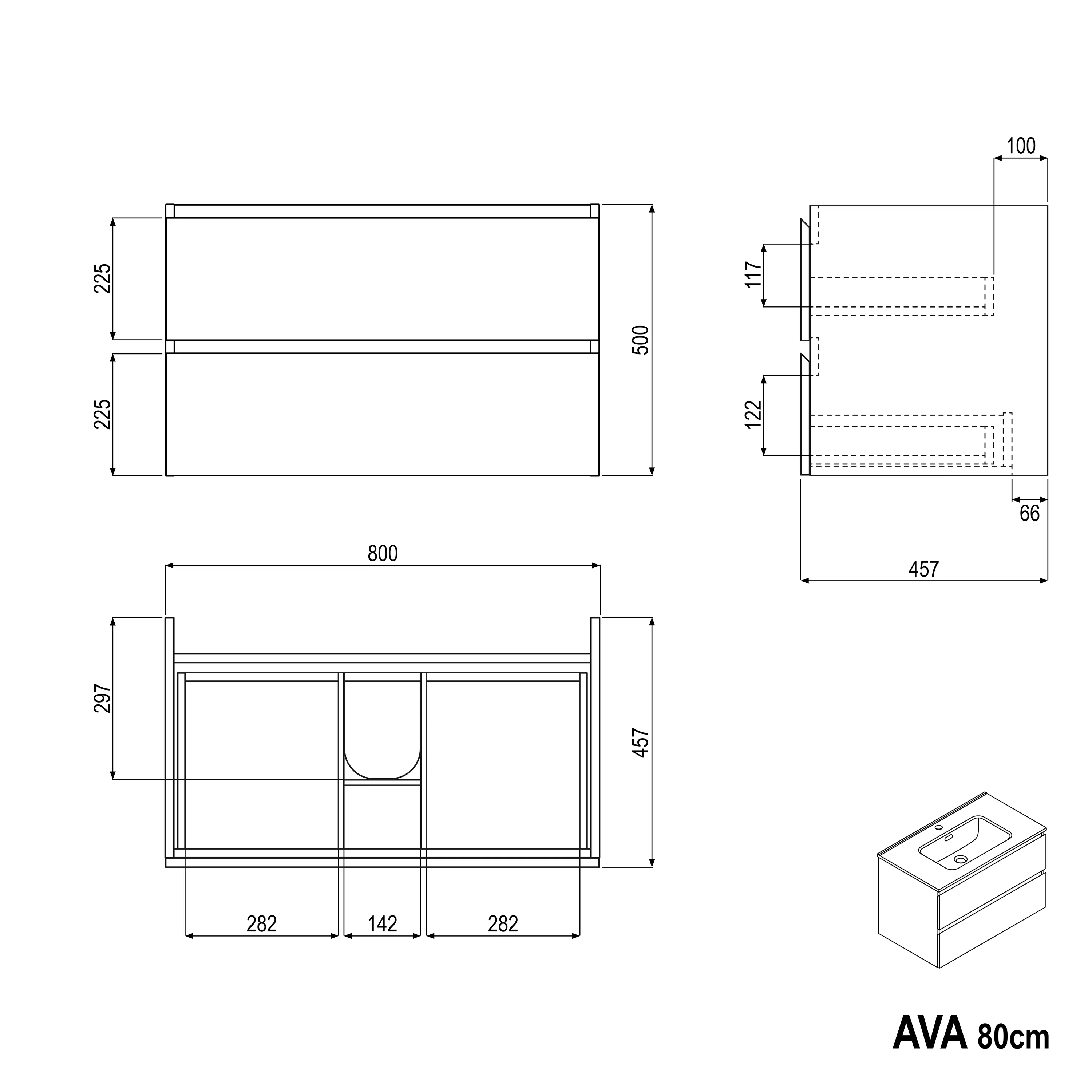 Badrumsmöbelset AVA 80 cm med tvättställ - Image 42