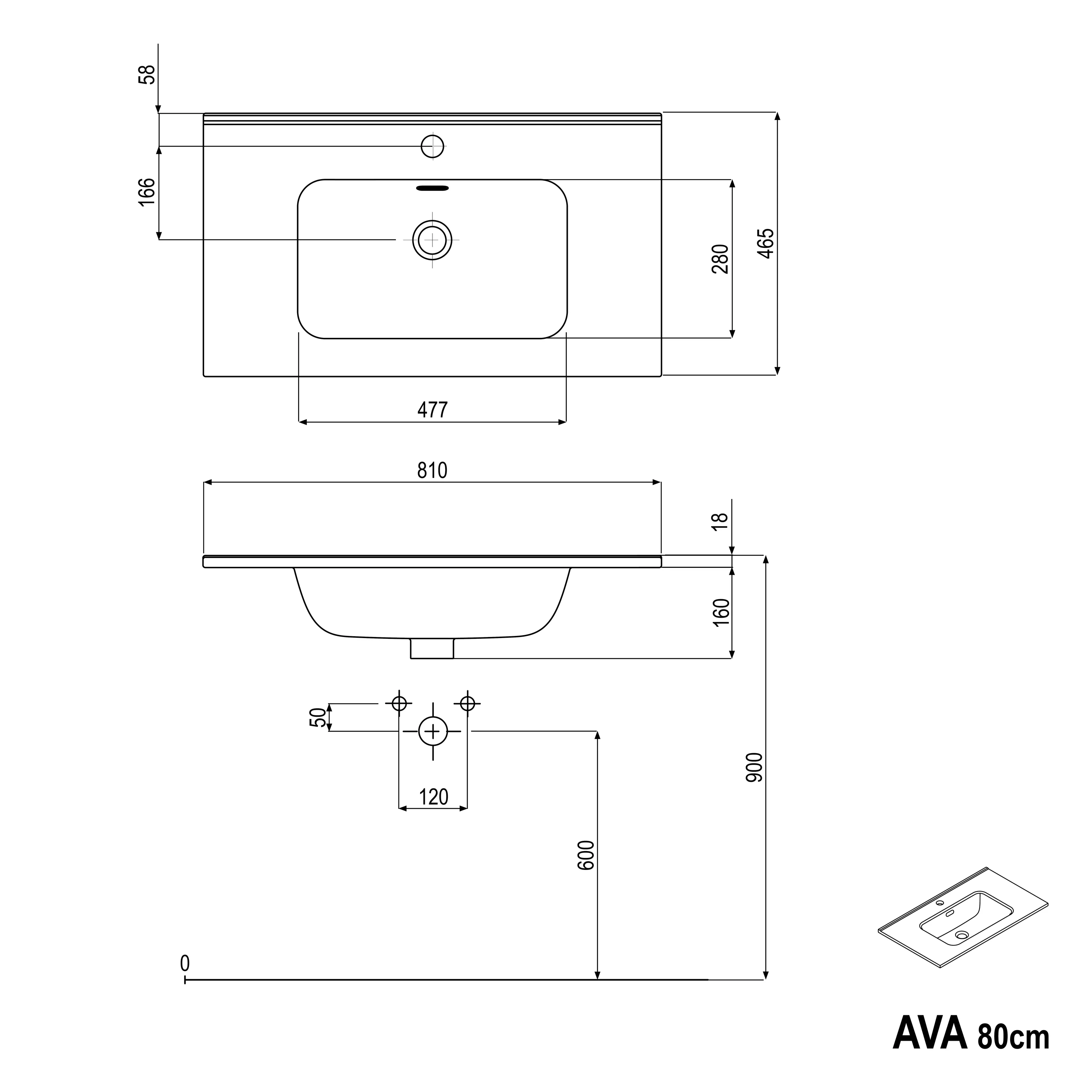 Badrumsmöbelset AVA 80 cm med tvättställ - Image 43