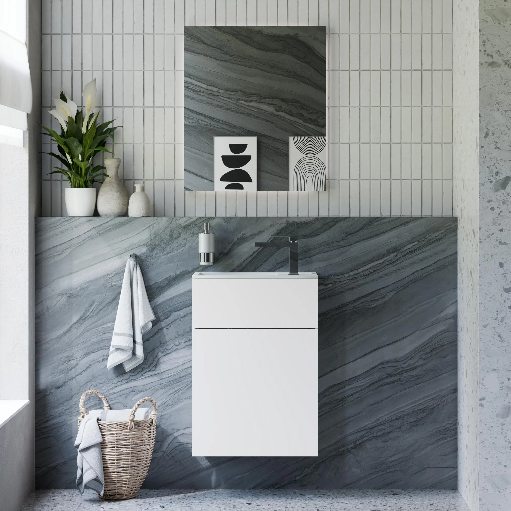 Badrumsmöbel-set KONDA 50 cm med mineralgjuten tvättställ - Image 20