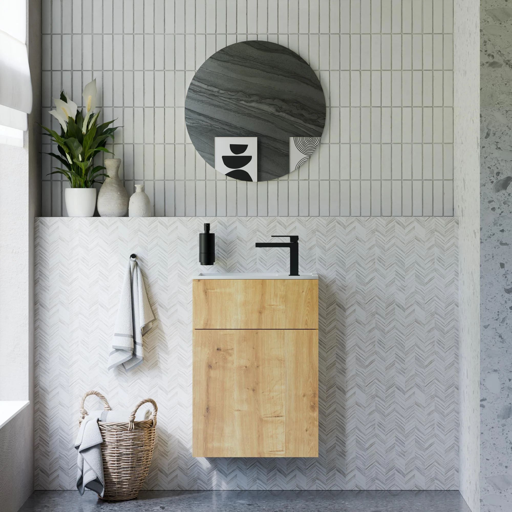Badrumsmöbel-set KONDA 50 cm med mineralgjuten tvättställ - Image 7