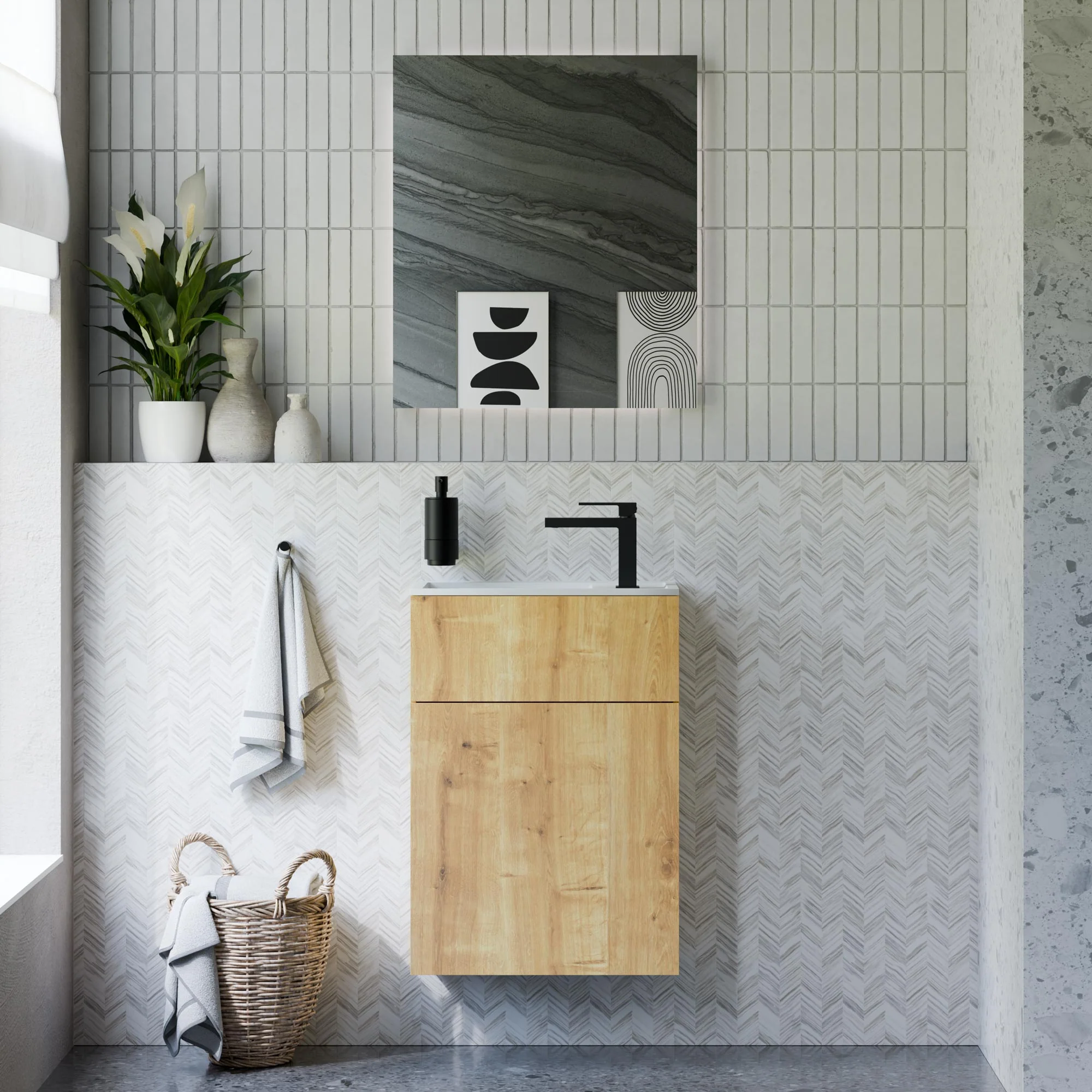 Badrumsmöbel-set KONDA 50 cm med mineralgjuten tvättställ - Image 8