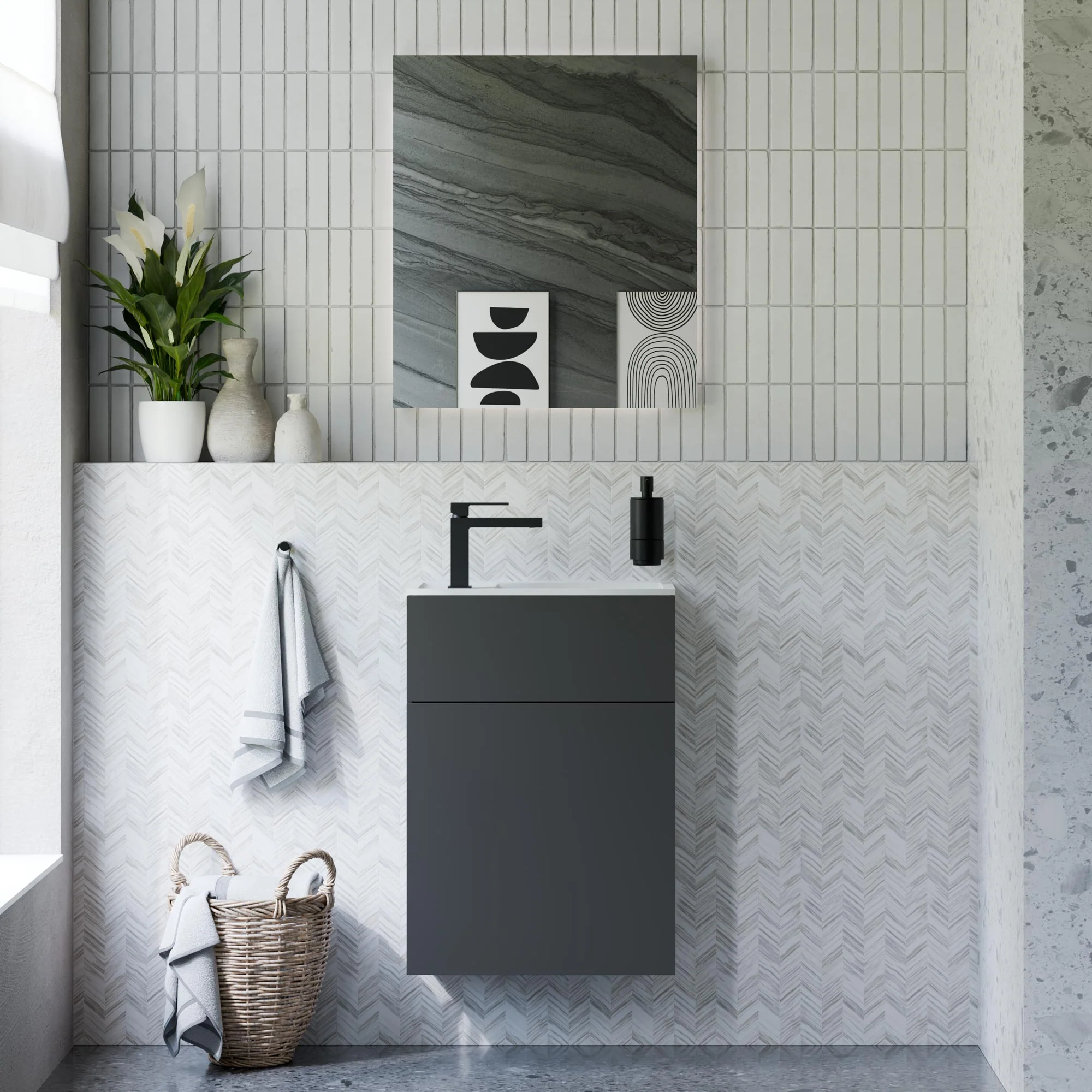 Badrumsmöbelset KONDA 50 cm med mineralgjuten tvättställ - Image 14