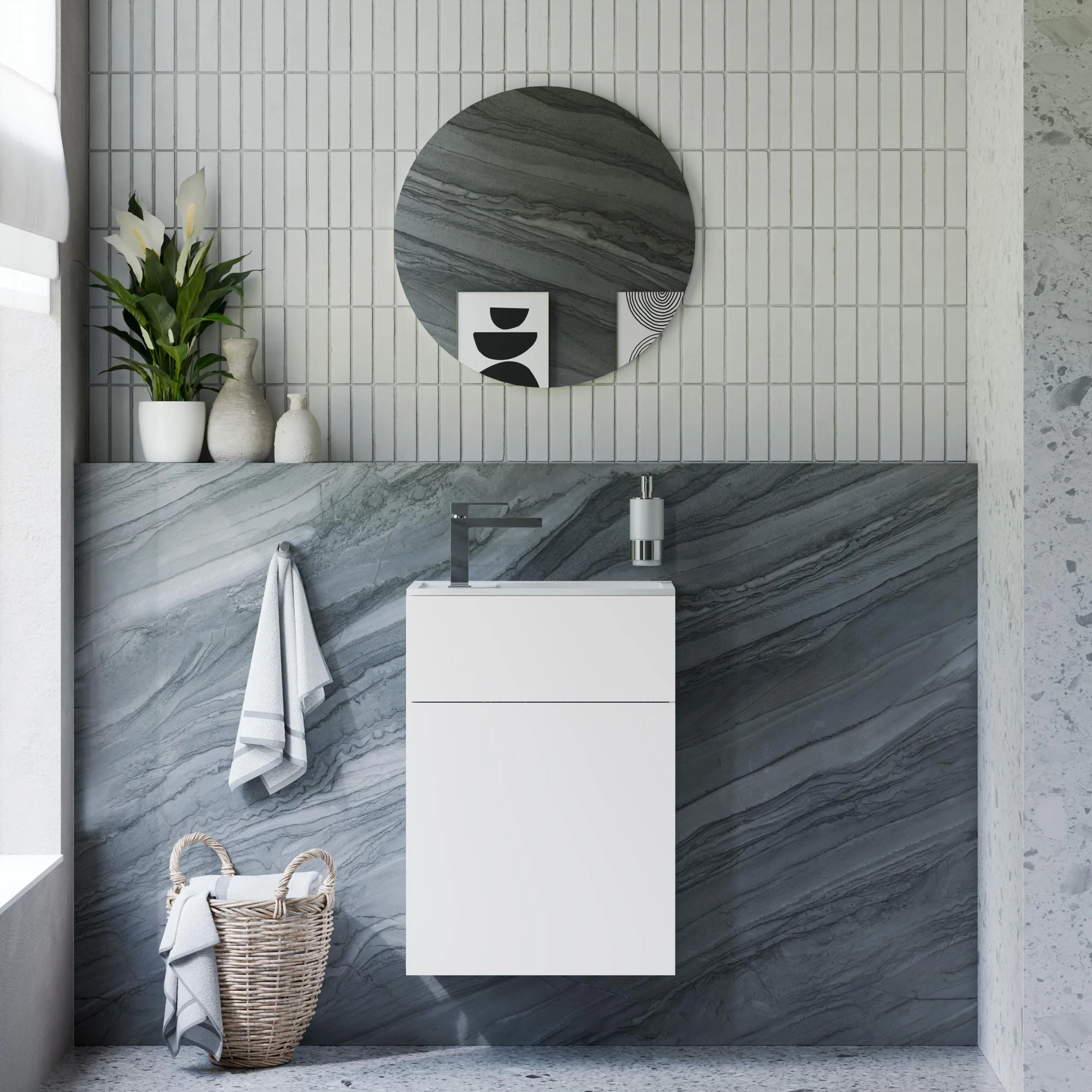 Badrumsmöbelset KONDA 50 cm med mineralgjuten tvättställ - Image 19