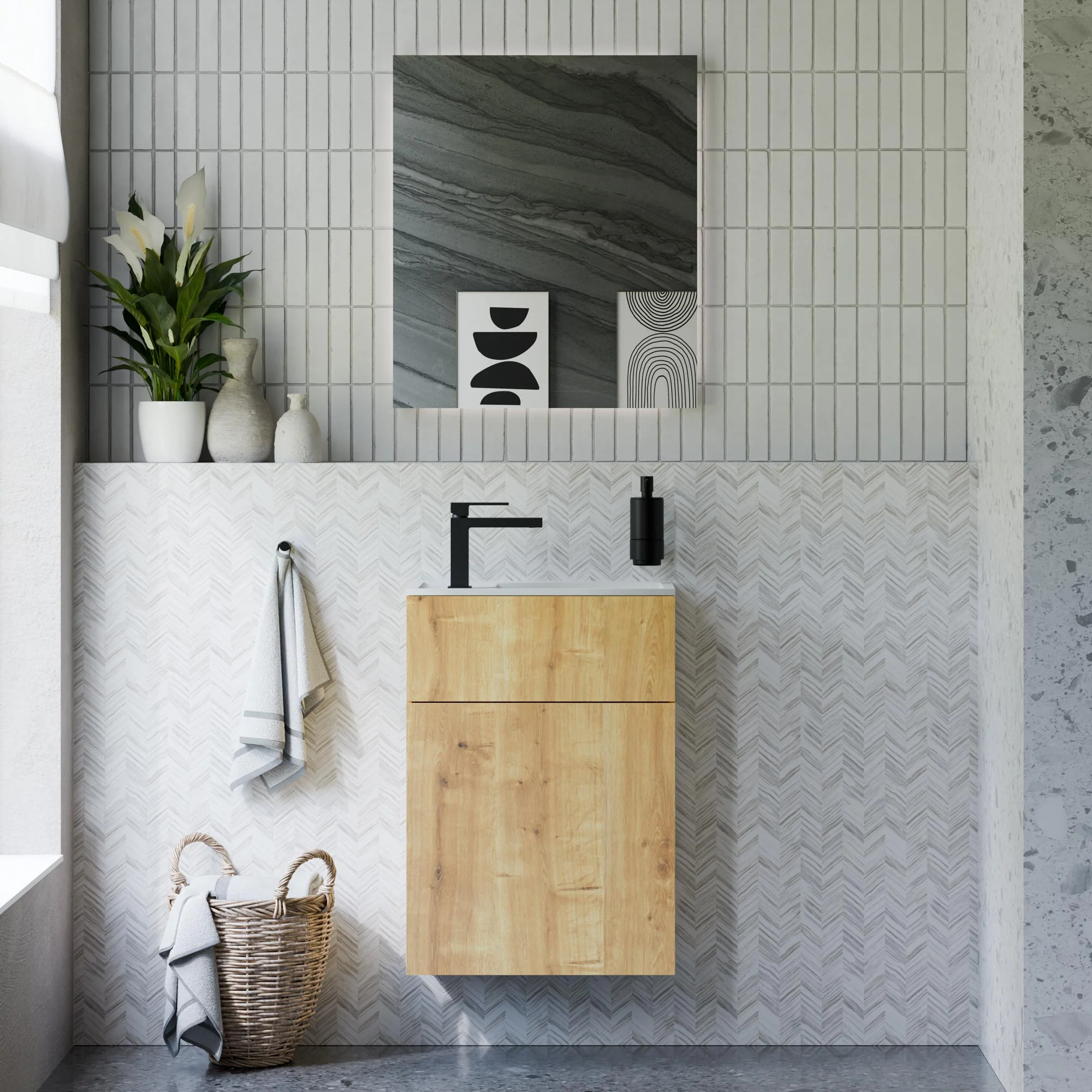 Badrumsmöbelset KONDA 50 cm med mineralgjuten tvättställ - Image 2