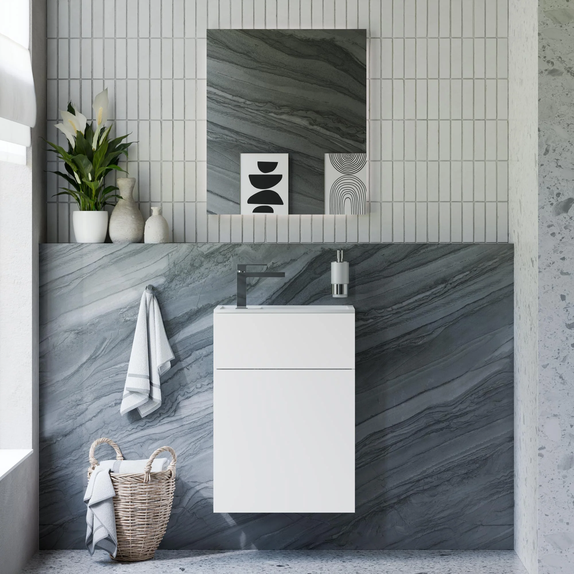 Badrumsmöbelset KONDA 50 cm med mineralgjuten tvättställ - Image 20