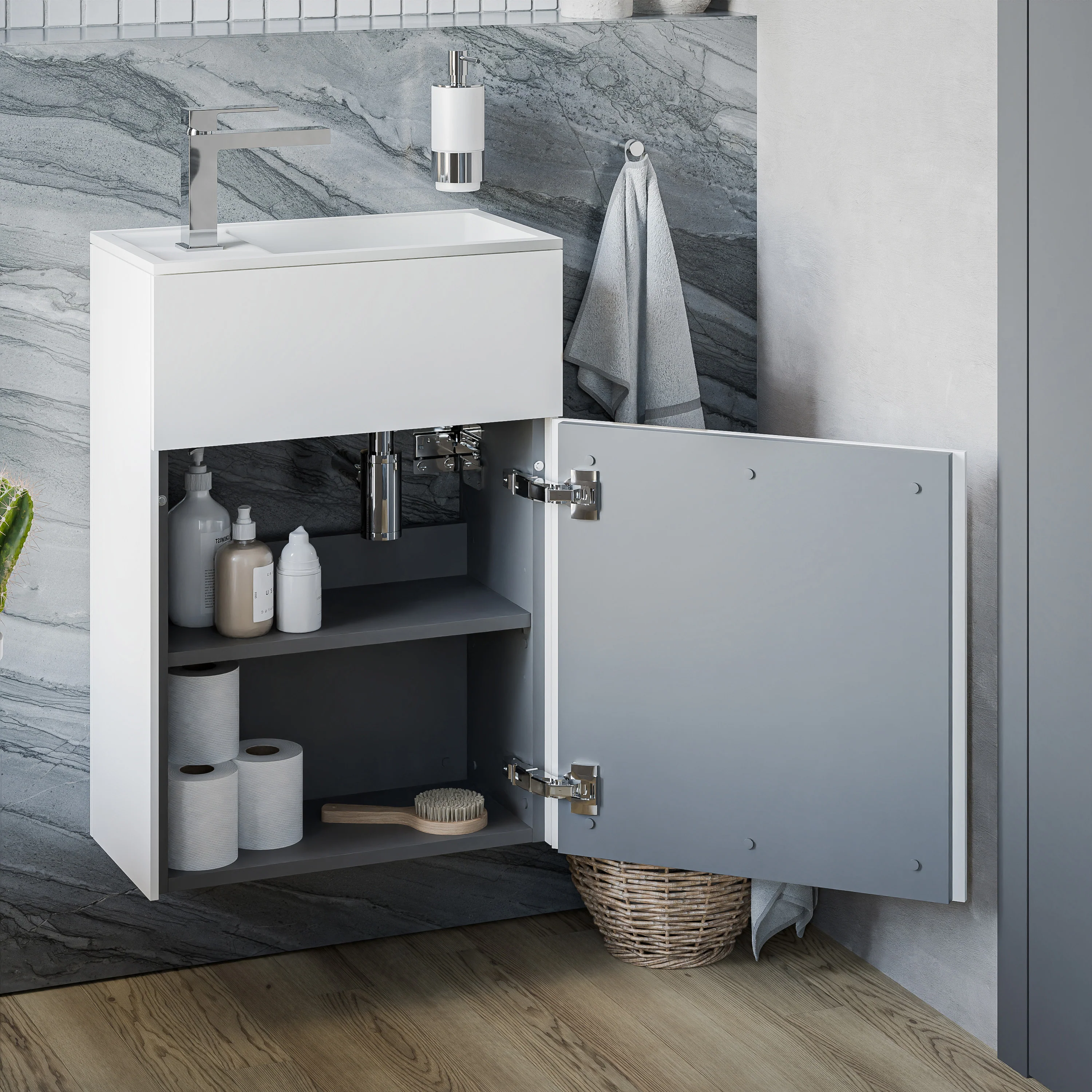 Badrumsmöbelset KONDA 50 cm med mineralgjuten tvättställ - Image 21