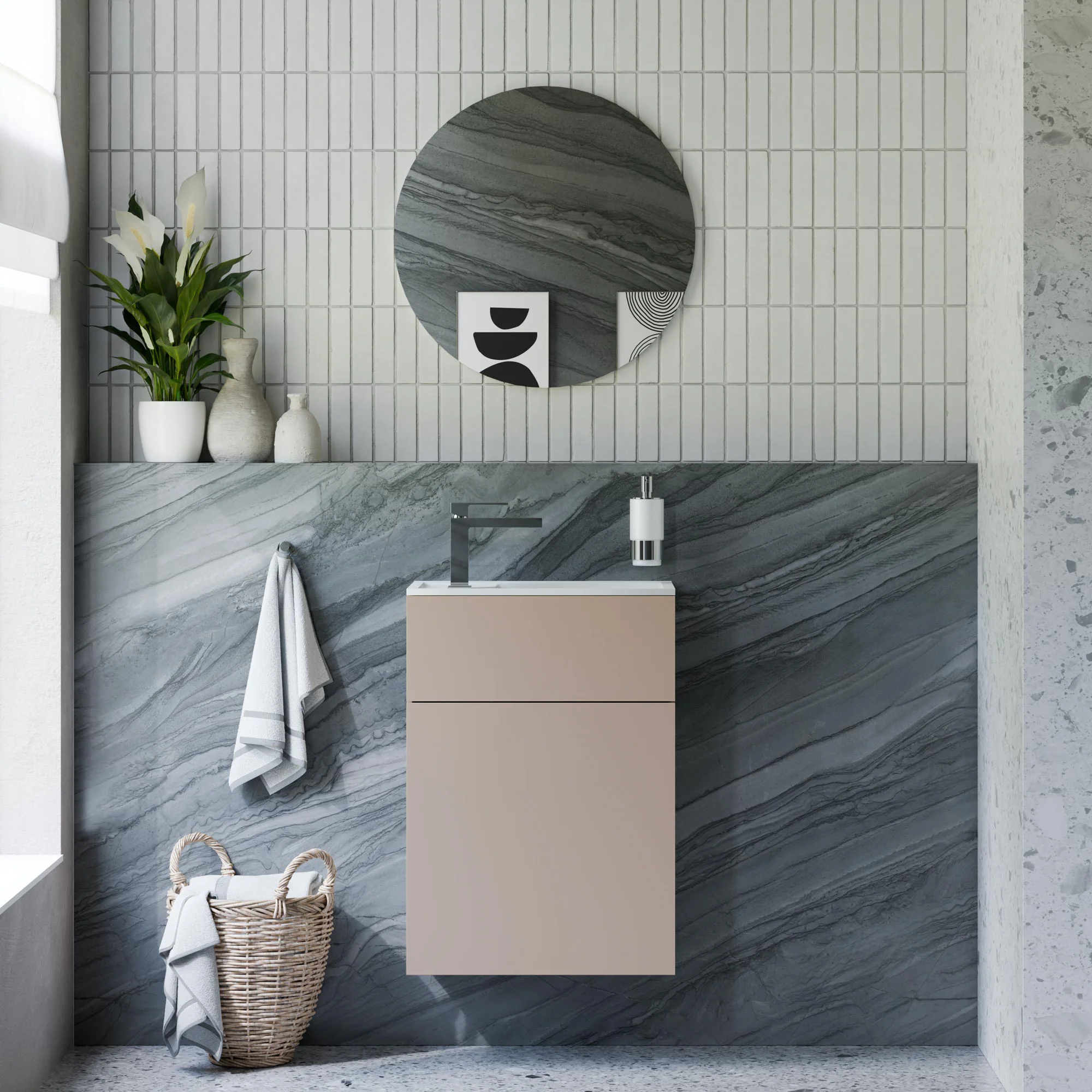 Badrumsmöbelset KONDA 50 cm med mineralgjuten tvättställ - Image 7
