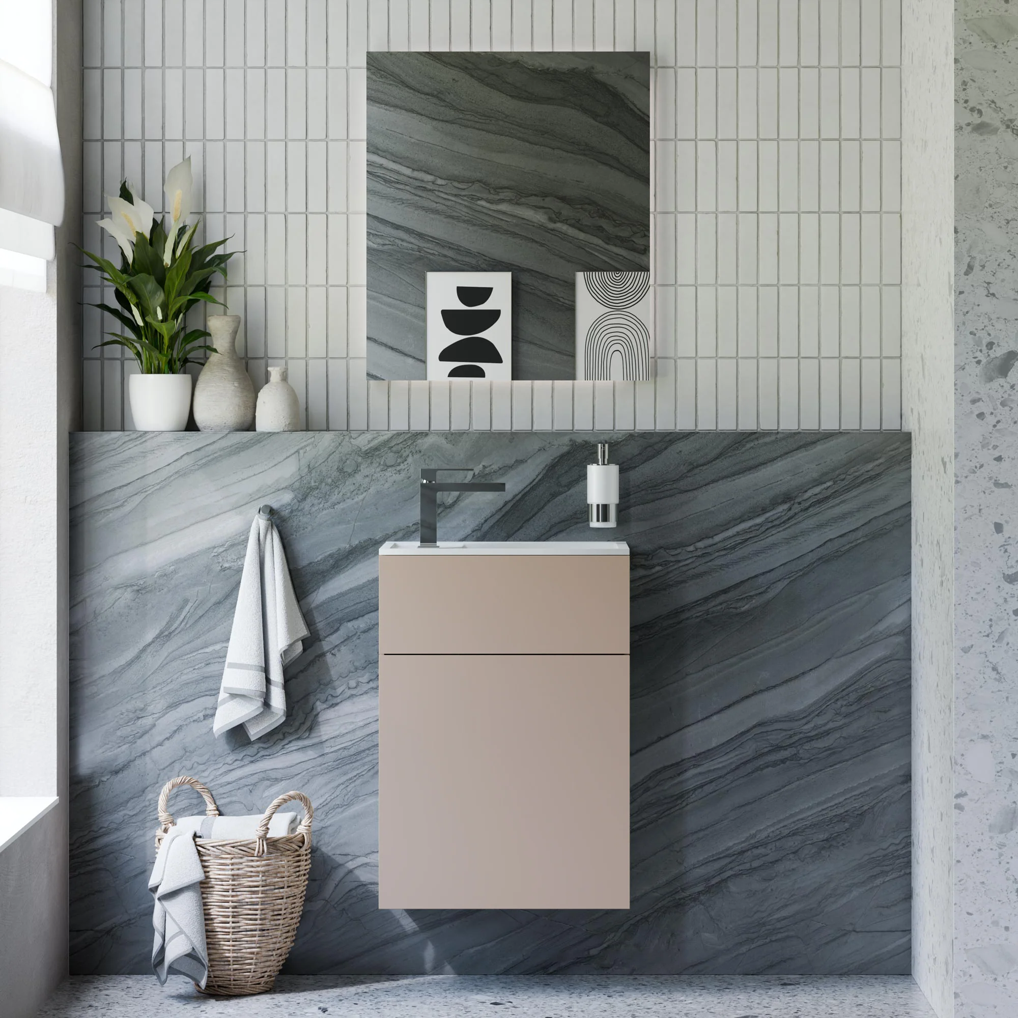 Badrumsmöbelset KONDA 50 cm med mineralgjuten tvättställ - Image 8