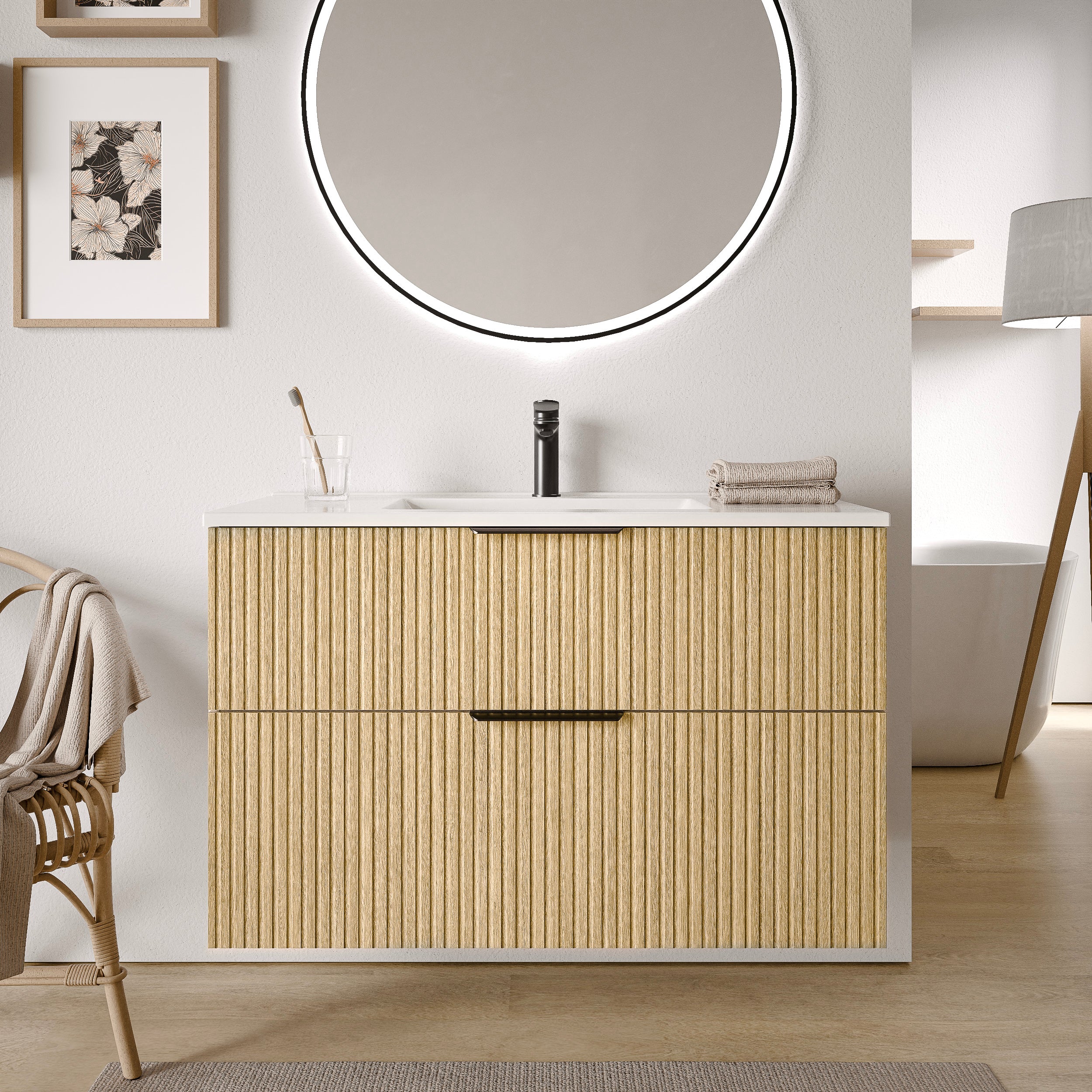 Badrumsmöbelset TIM 100 cm med tvättställ - Image 3