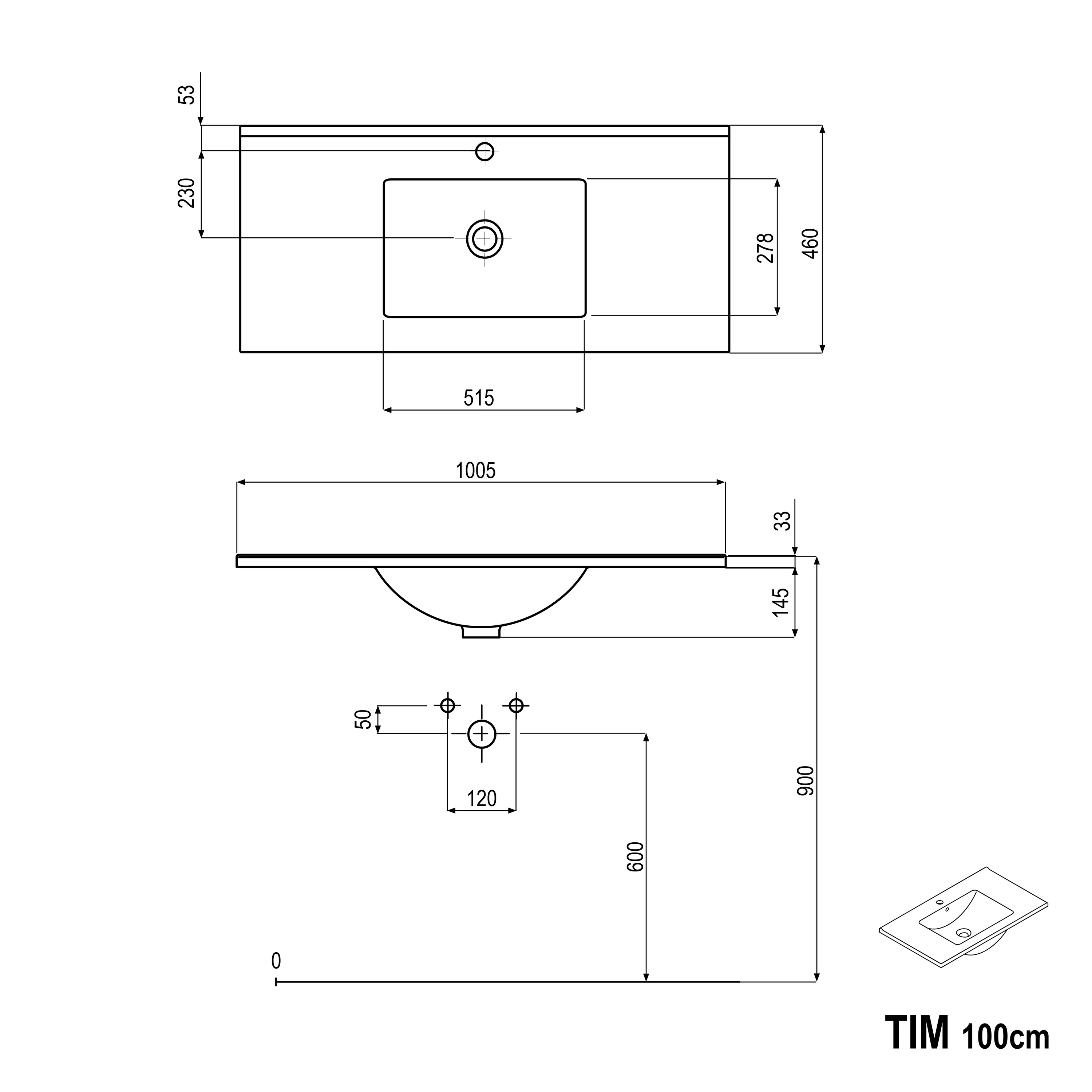 Badrumsmöbelset TIM 100 cm med tvättställ - Image 94