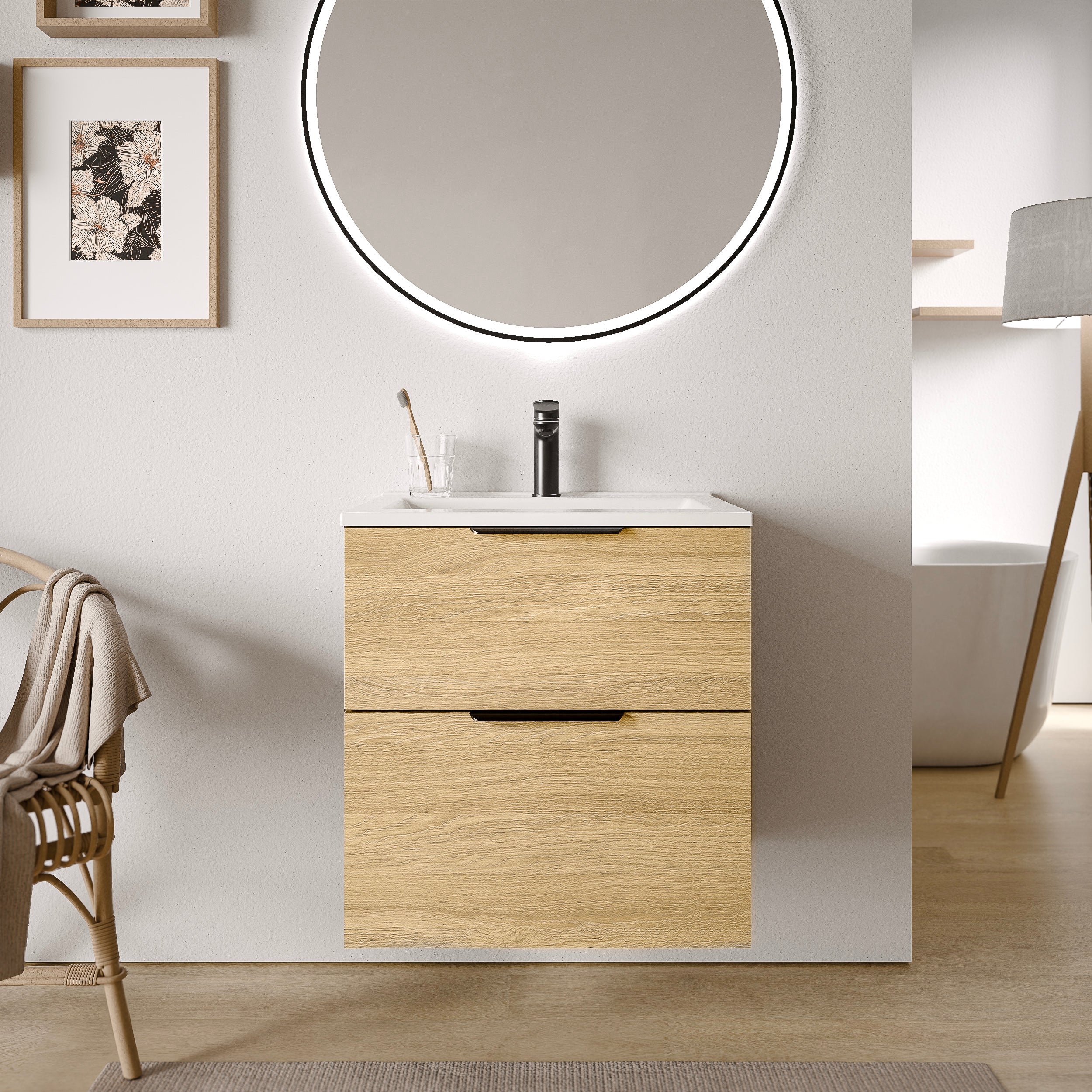 Badrumsmöbel set TIM 60 cm med tvättställ - Image 15