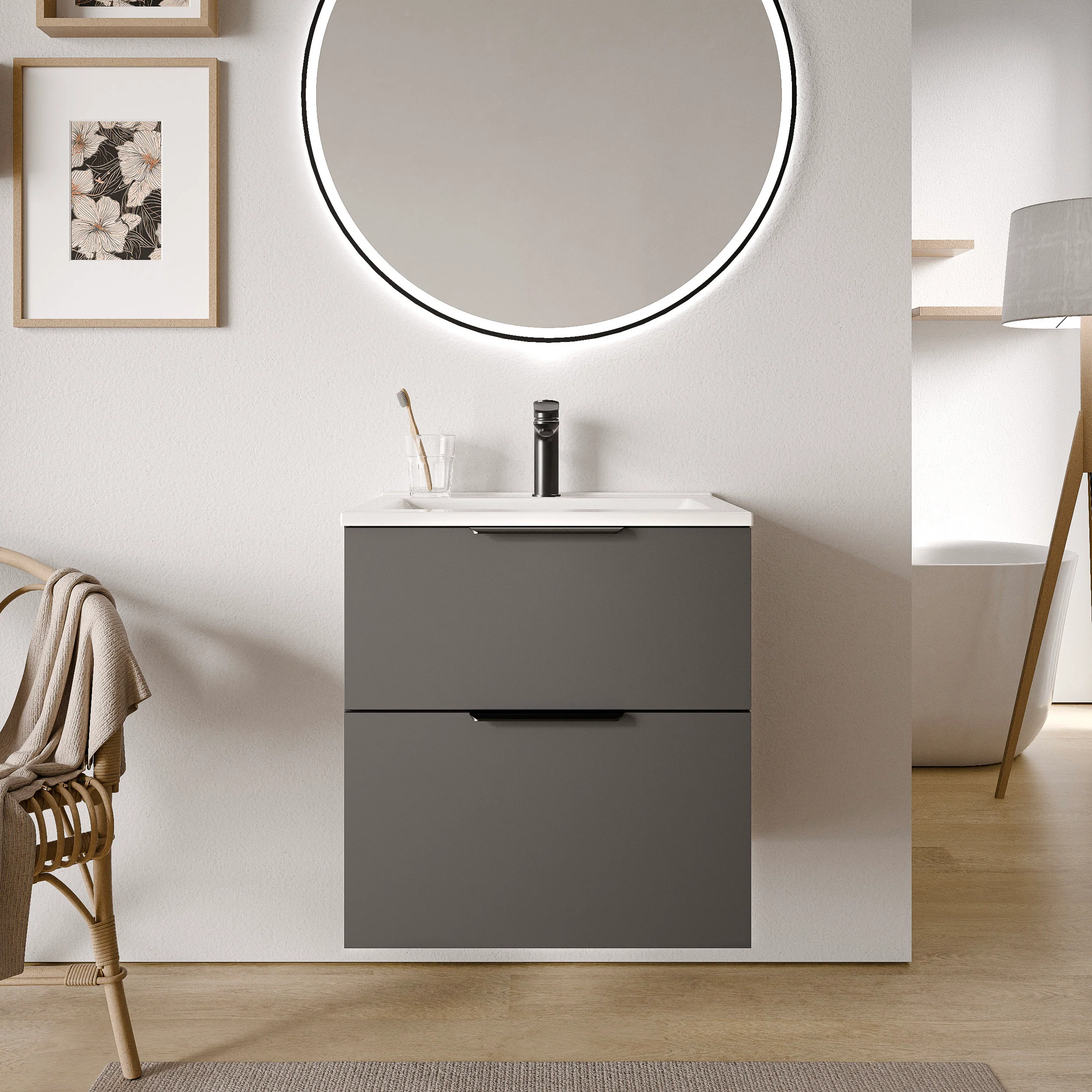 Badrumsmöbel set TIM 60 cm med tvättställ - Image 21