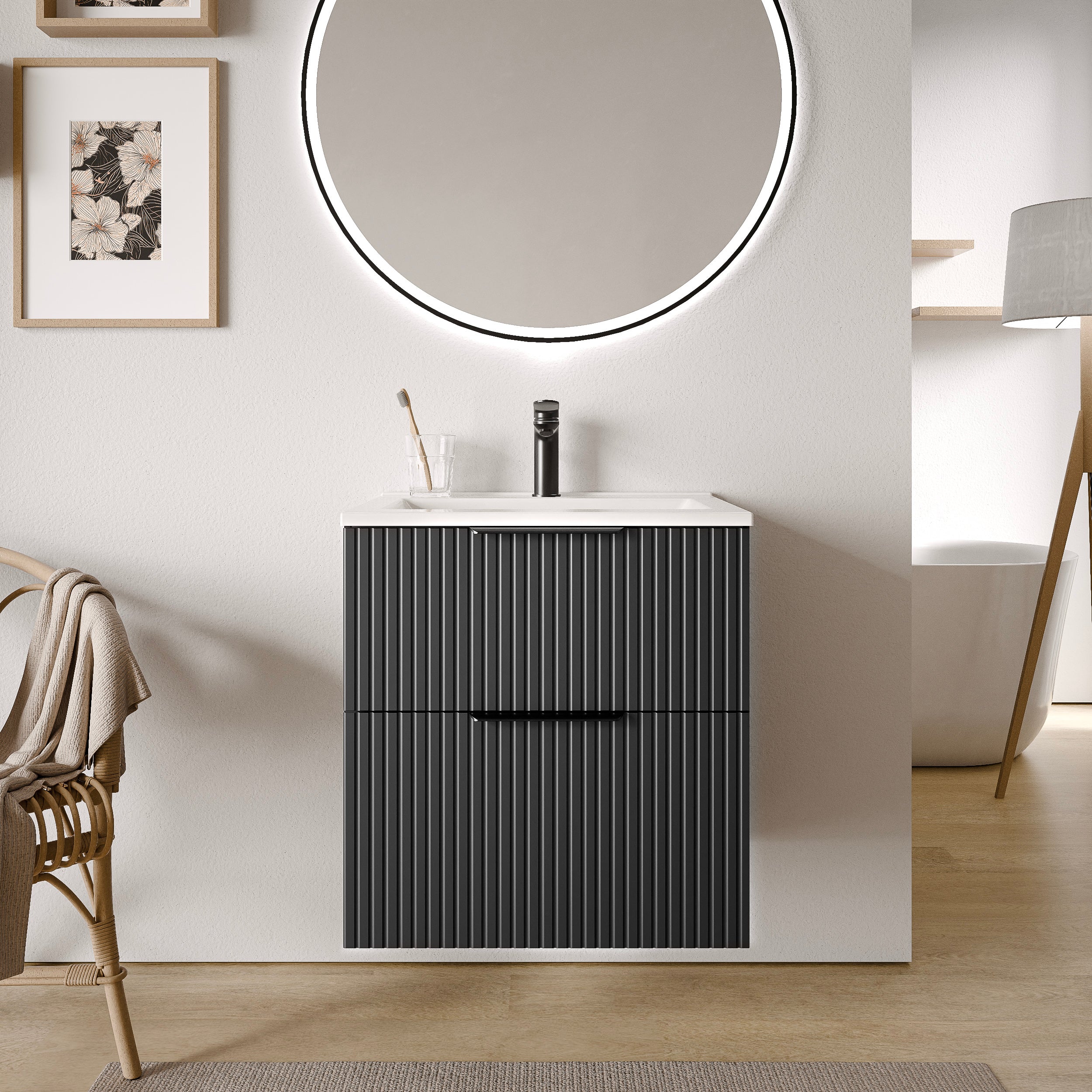 Badrumsmöbel set TIM 60 cm med tvättställ - Image 27