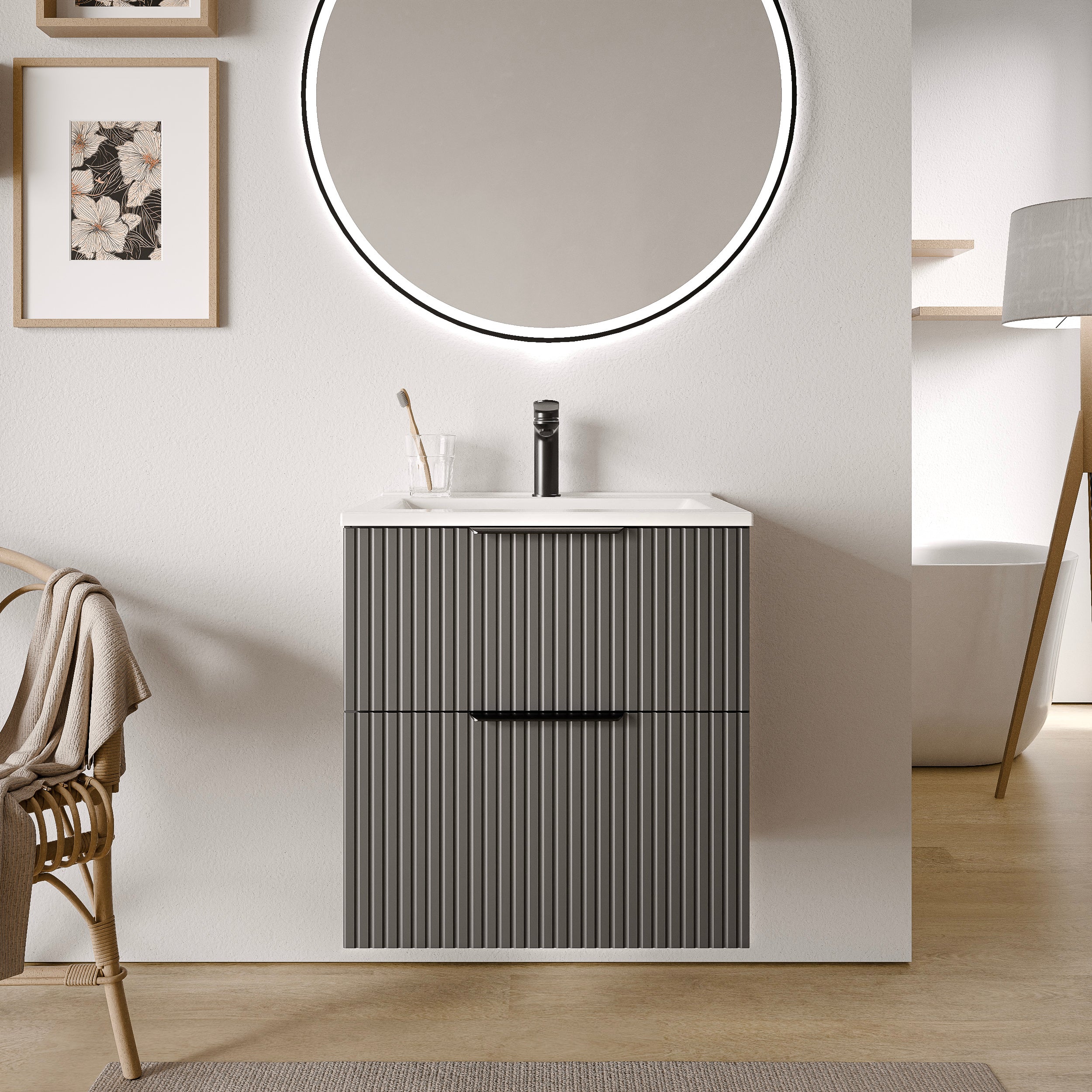 Badrumsmöbel set TIM 60 cm med tvättställ - Image 45
