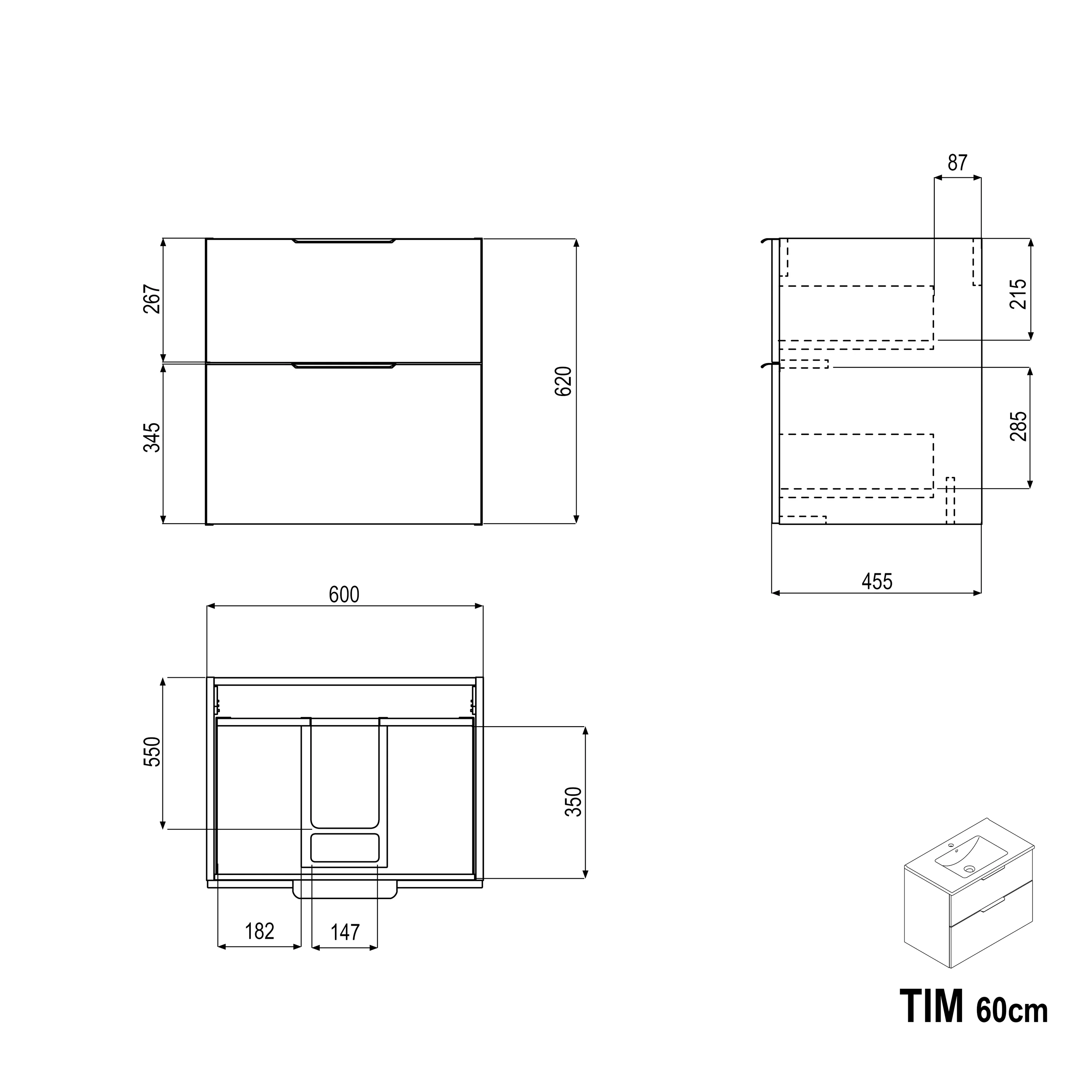 Badrumsmöbel set TIM 60 cm med tvättställ - Image 76