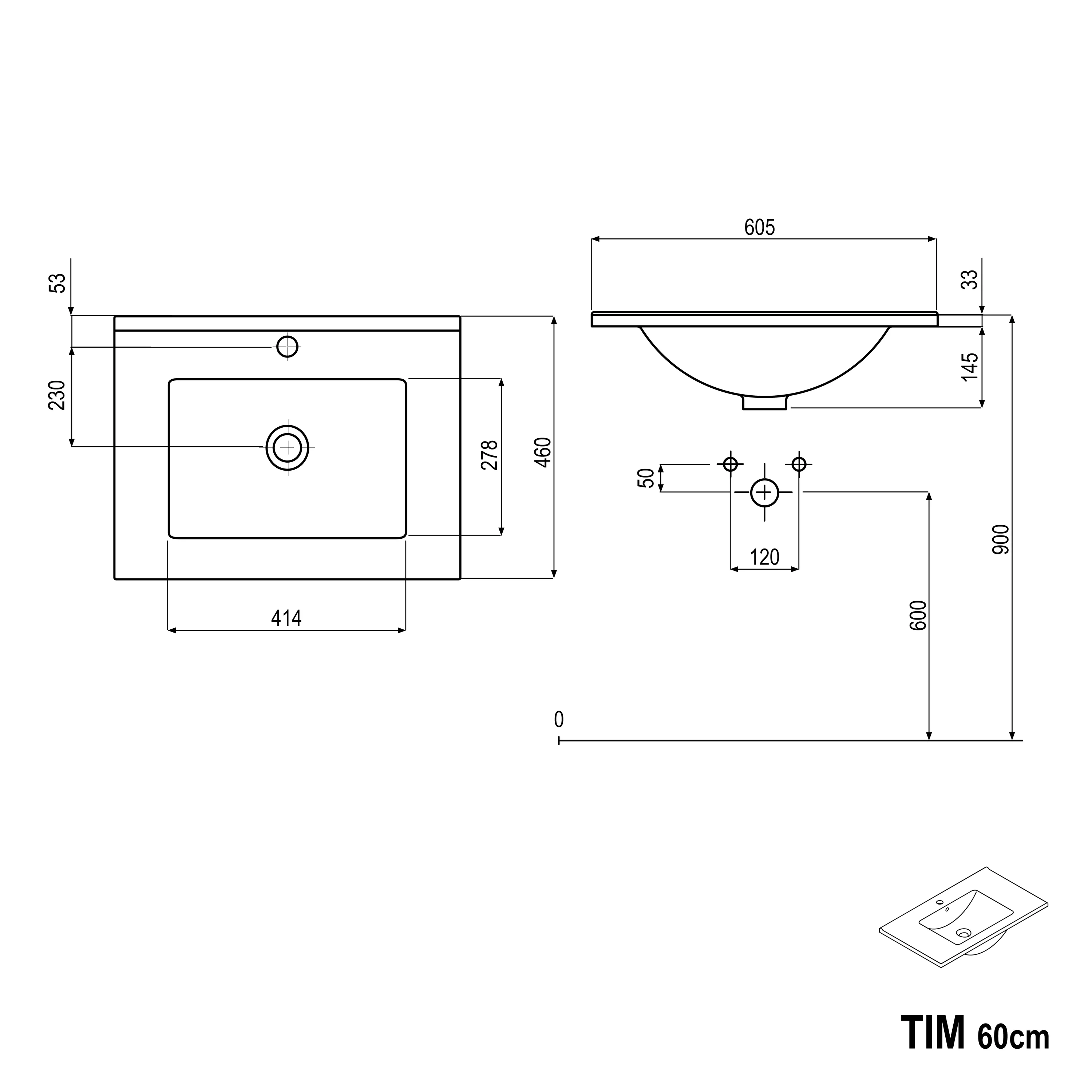 Badrumsmöbel set TIM 60 cm med tvättställ - Image 77