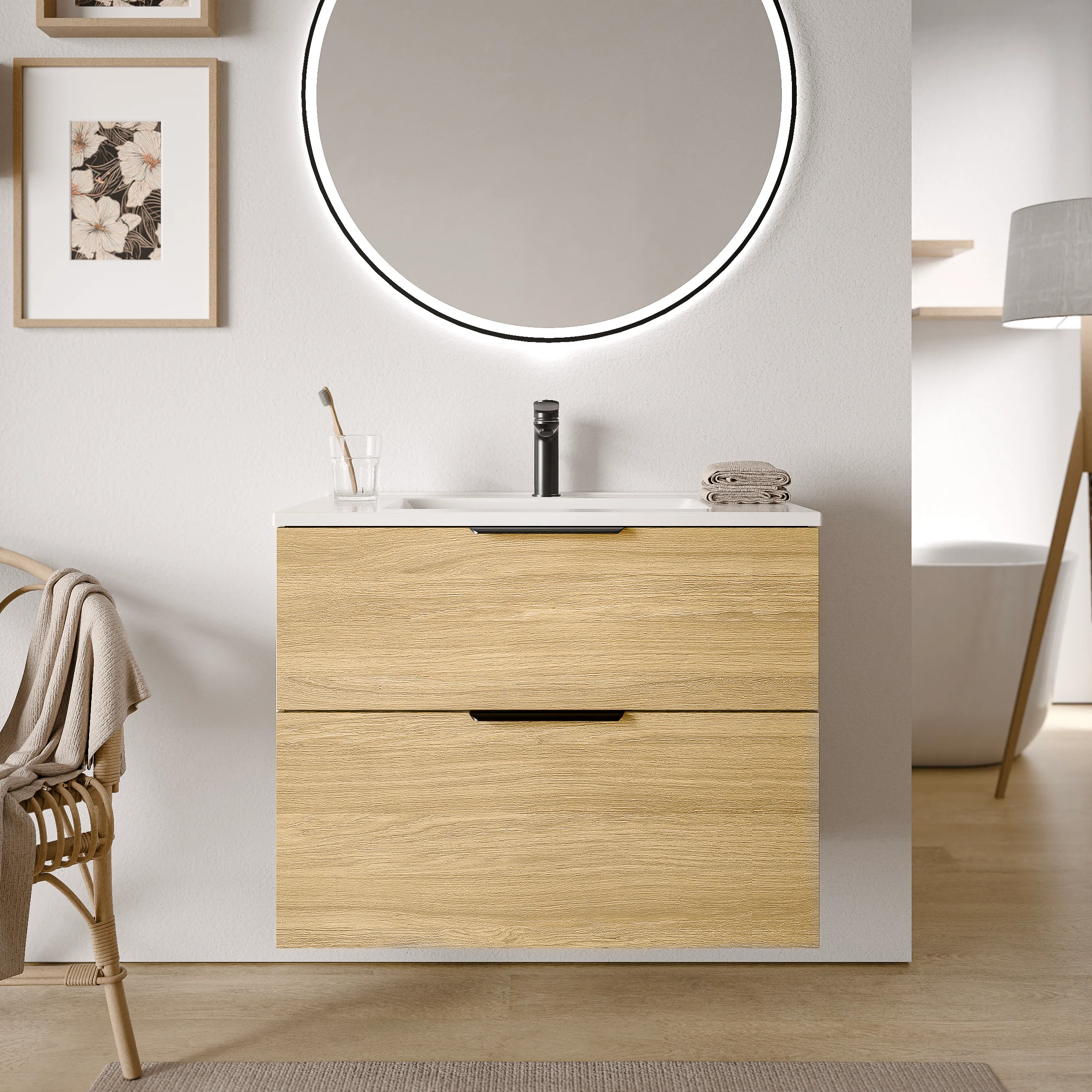 Badrumsmöbel set TIM 80 cm med keramikhandfat - Image 16
