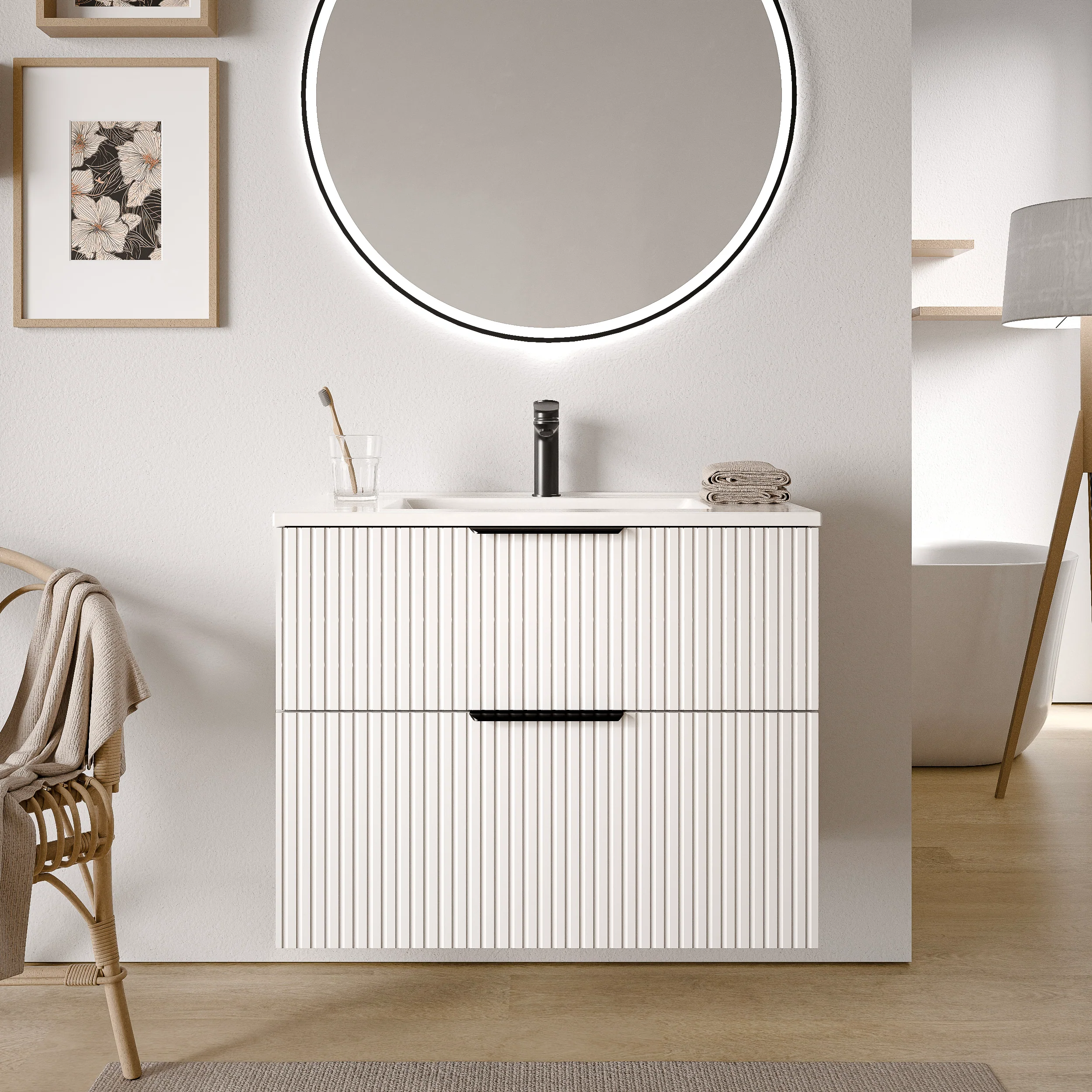 Badrumsmöbel set TIM 80 cm med keramikhandfat - Image 40