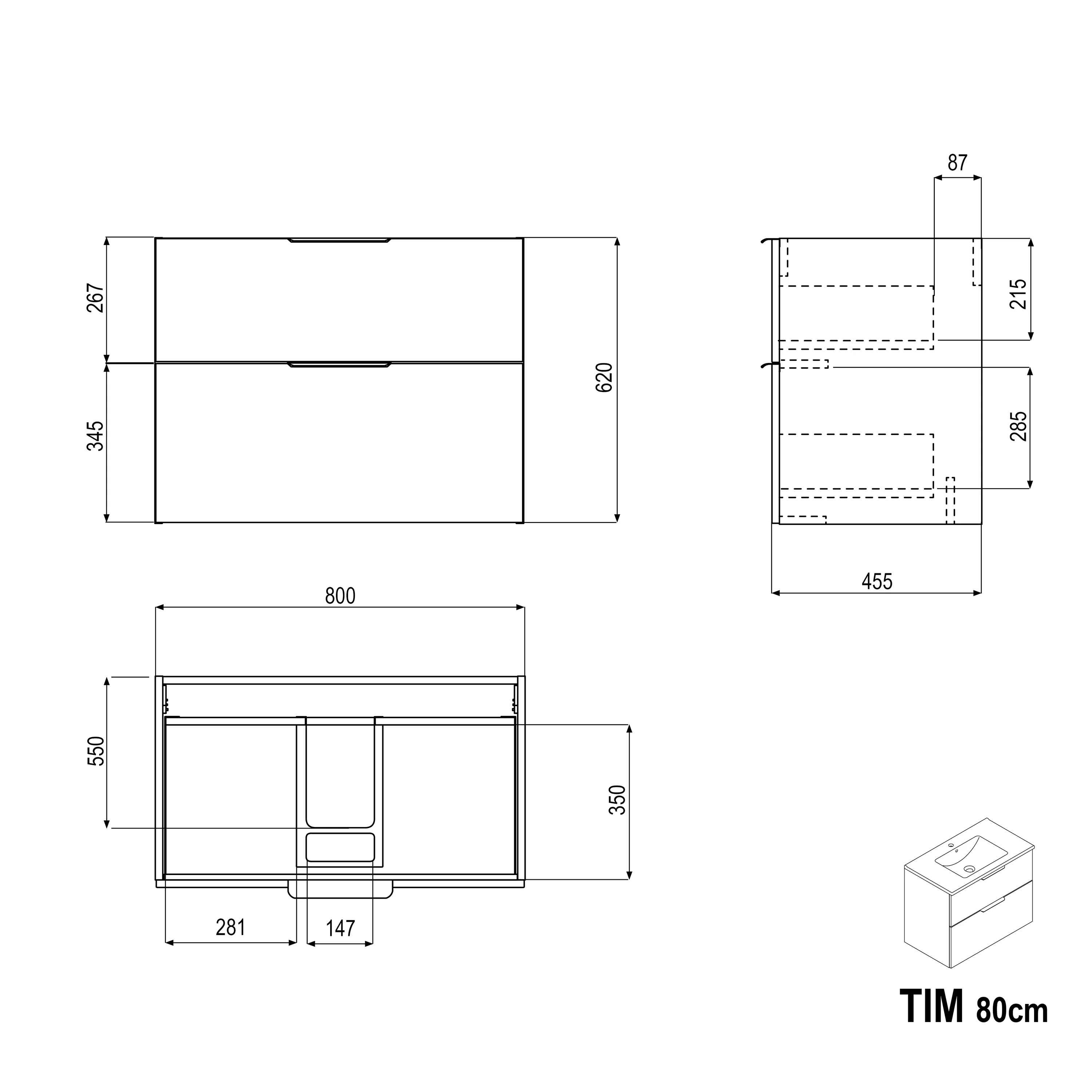 Badrumsmöbel set TIM 80 cm med keramikhandfat - Image 68