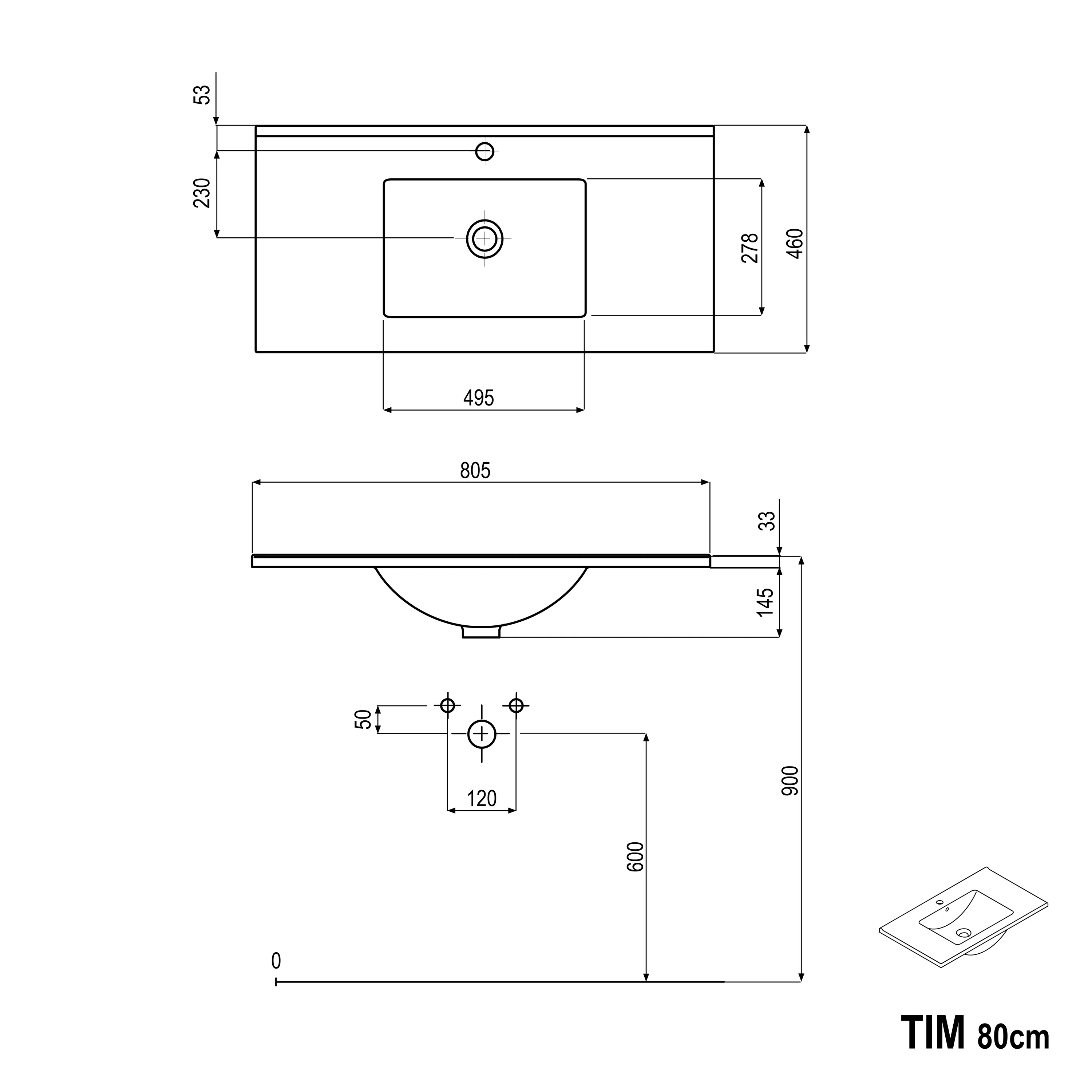 Badrumsmöbel set TIM 80 cm med keramikhandfat - Image 81