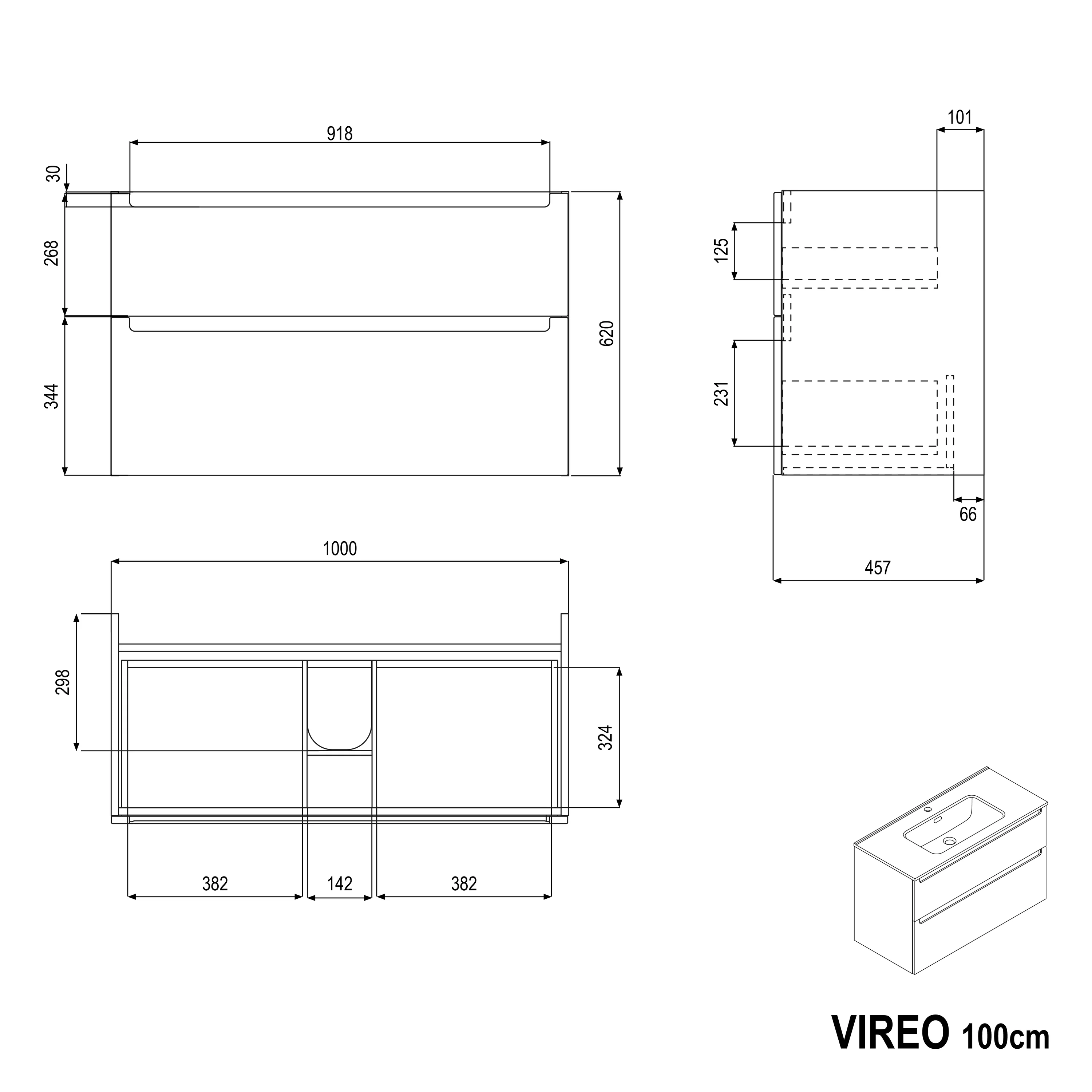 Badrumsmöbel set VIREO 100 cm med tvättställ - Image 60
