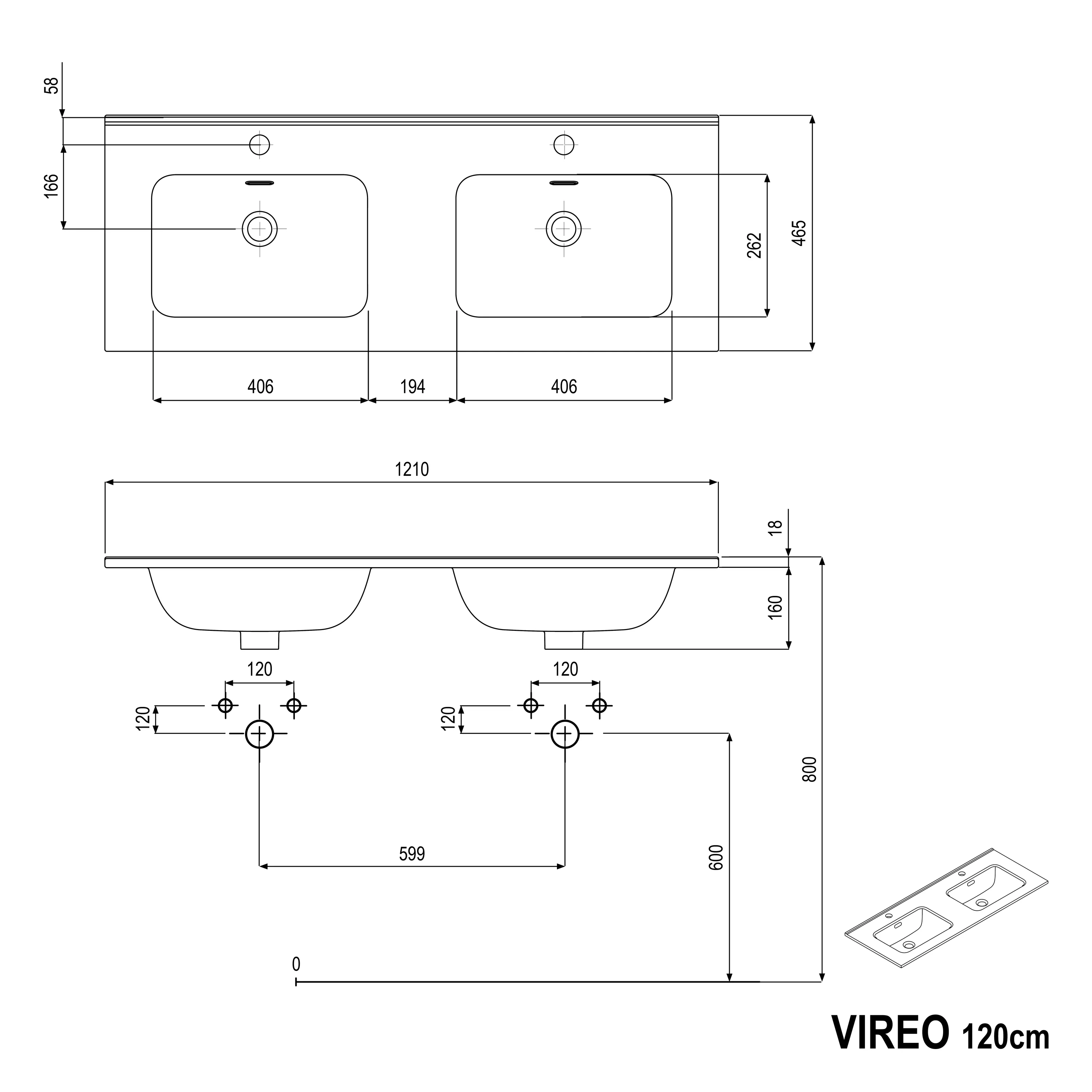 Badrumsmöbelset VIREO 120 cm med dubbel handfat - Image 60