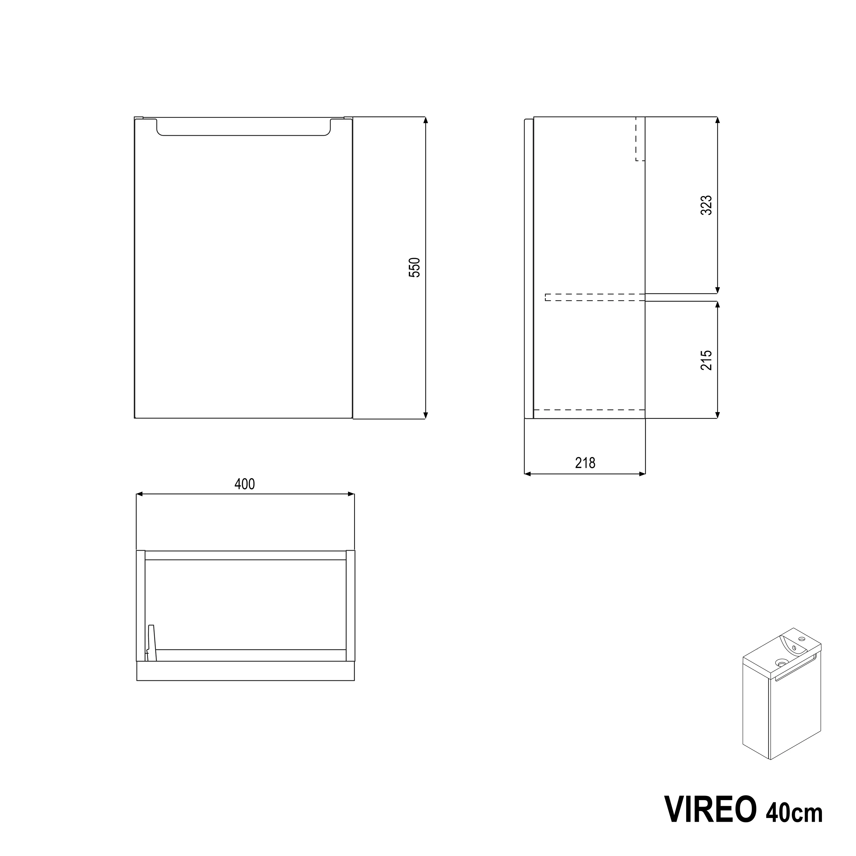 Badrumsmöbel set VIREO 40 cm med tvättställ - Image 31