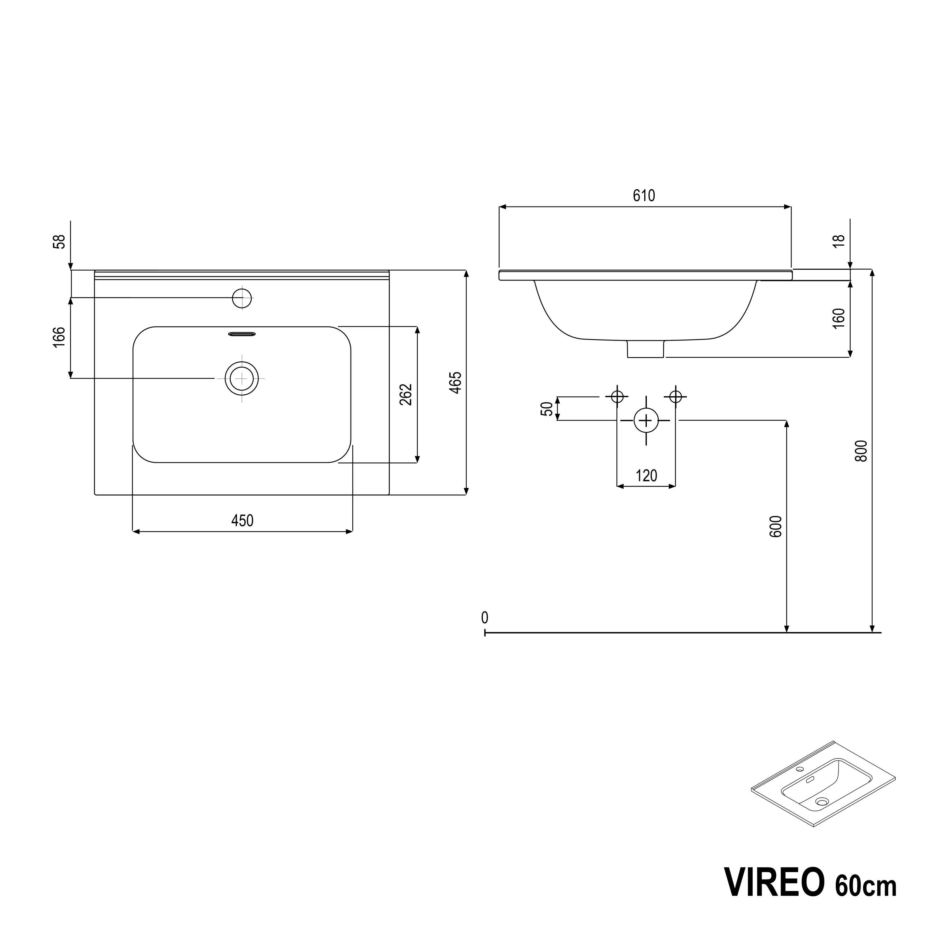 Badrumsmöbelset VIREO 60 cm med tvättställ - Image 62