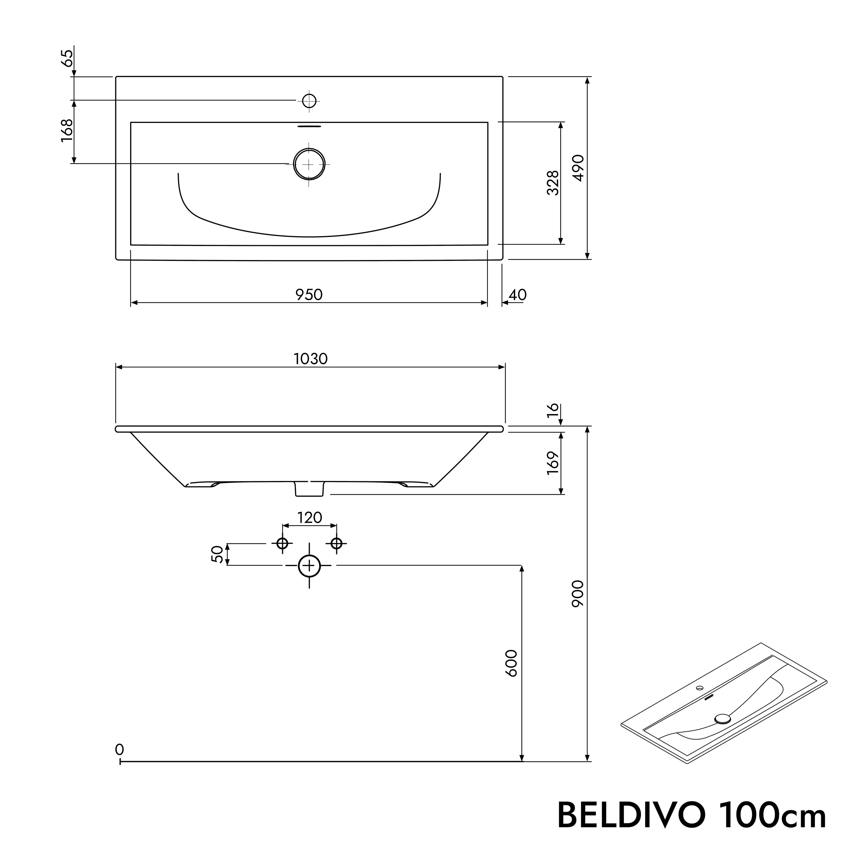 Badrumsmöbelset BELDIVO 100 cm med tvättställ - Image 80