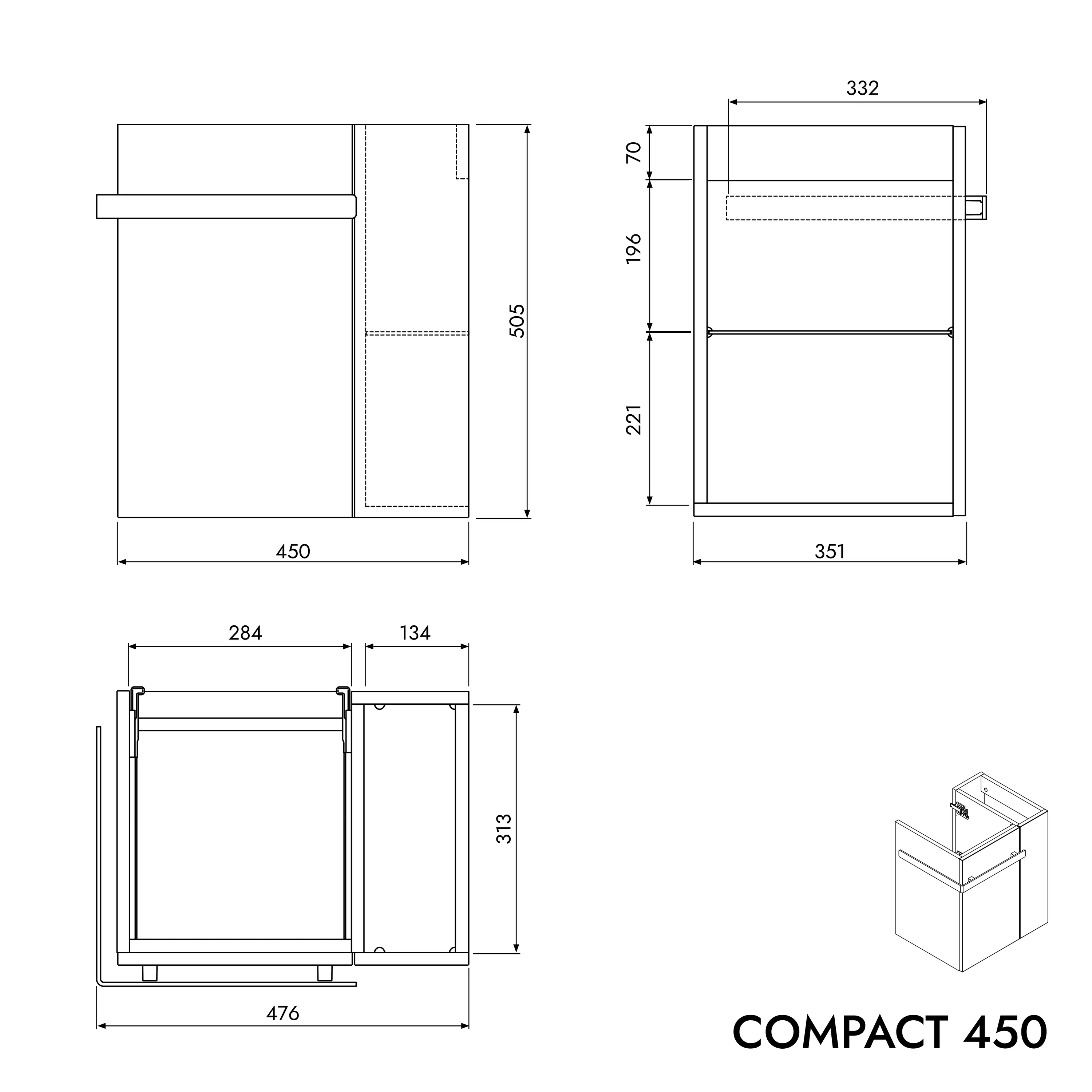 Badrumsmöbelset COMPACT 45 cm med handfat - Image 49