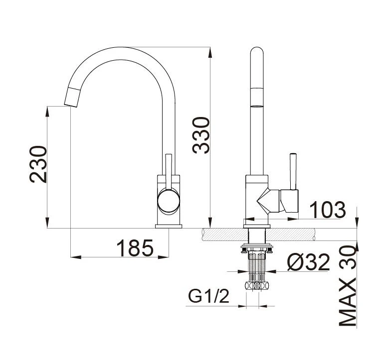 Högkvalitativ tvättställsblandare 1434C-33 - Image 8