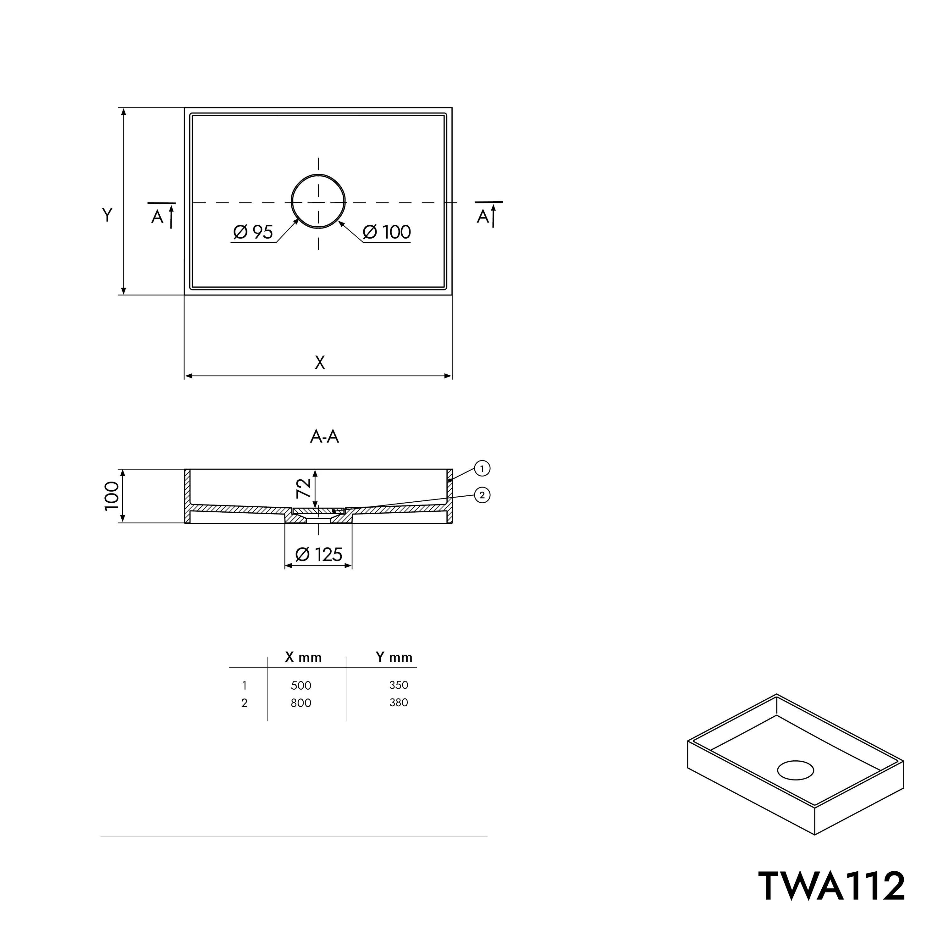 Bänkmonterad tvättställ TWA112 - Image 16