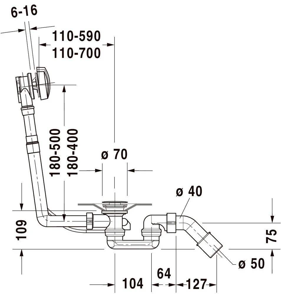 Duravit avlopps- och bräddavloppssats - Image 3