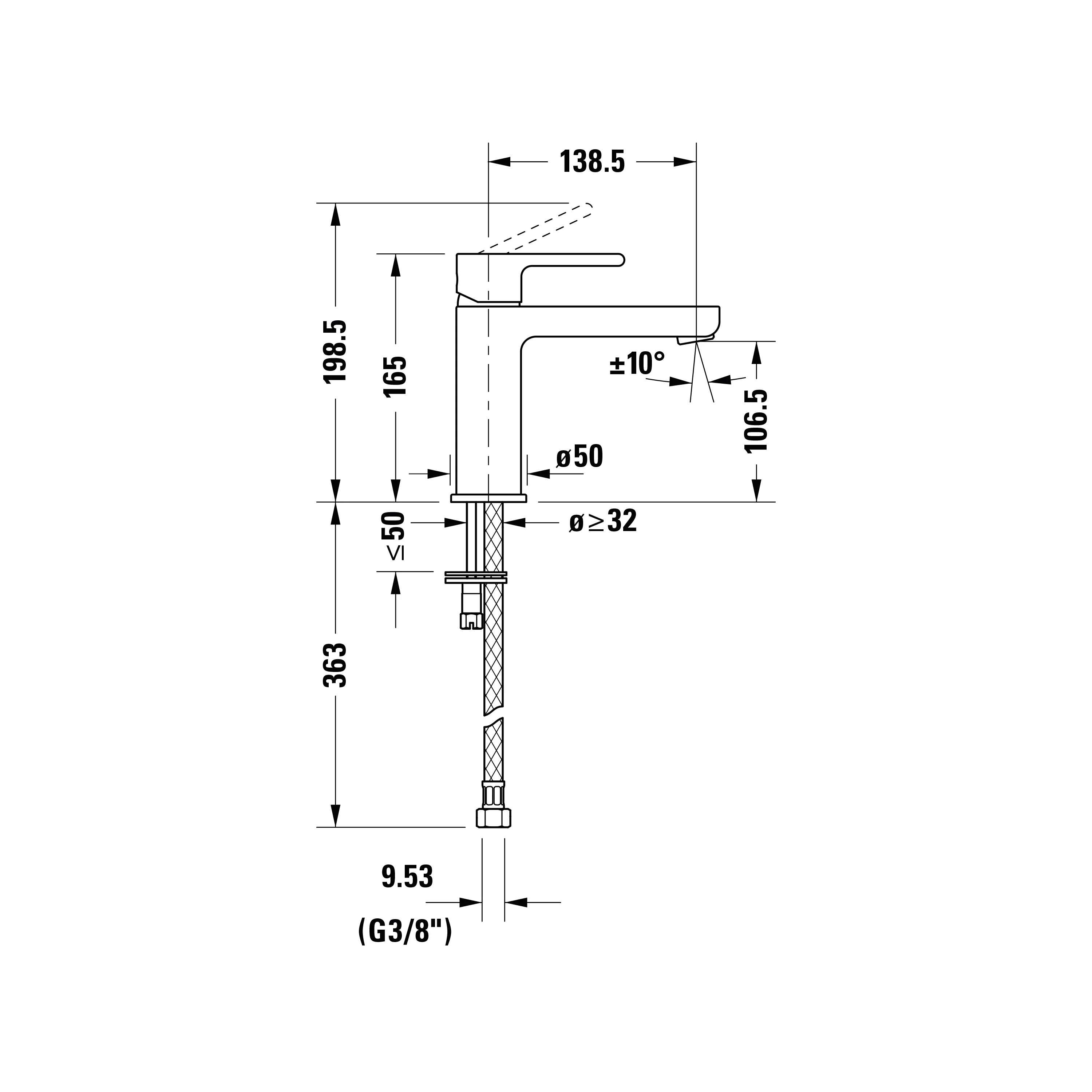 Duravit B.2 ettgreppsblandare för tvättställ  - Image 26