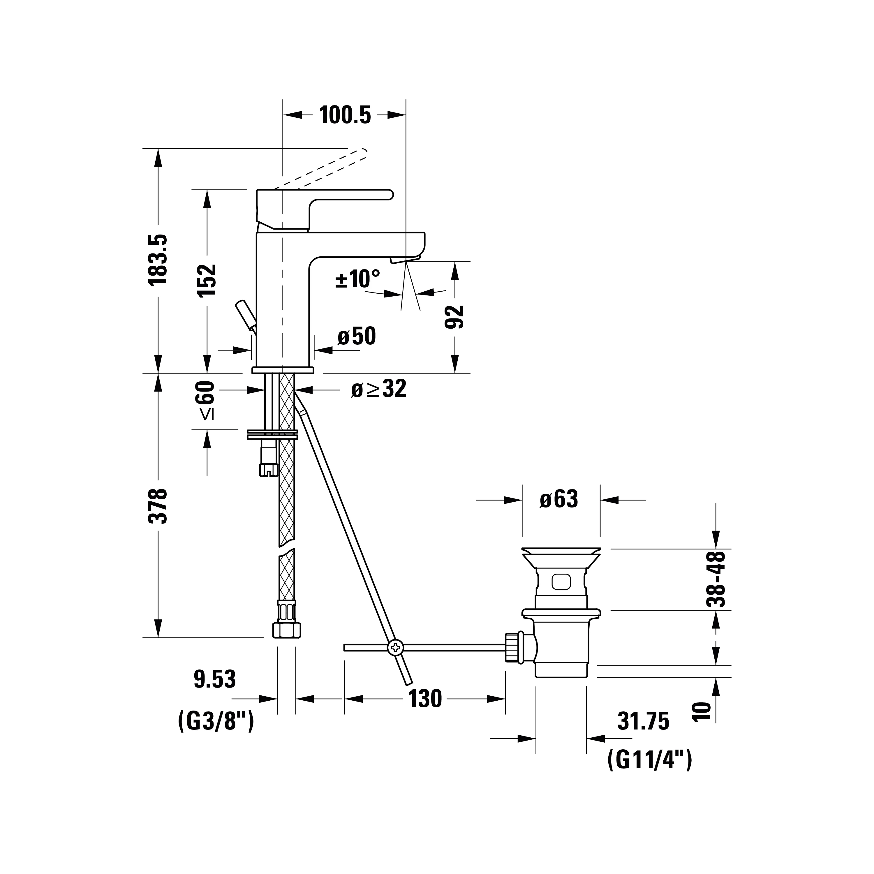 Duravit B.2 ettgreppsblandare för tvättställ  - Image 7