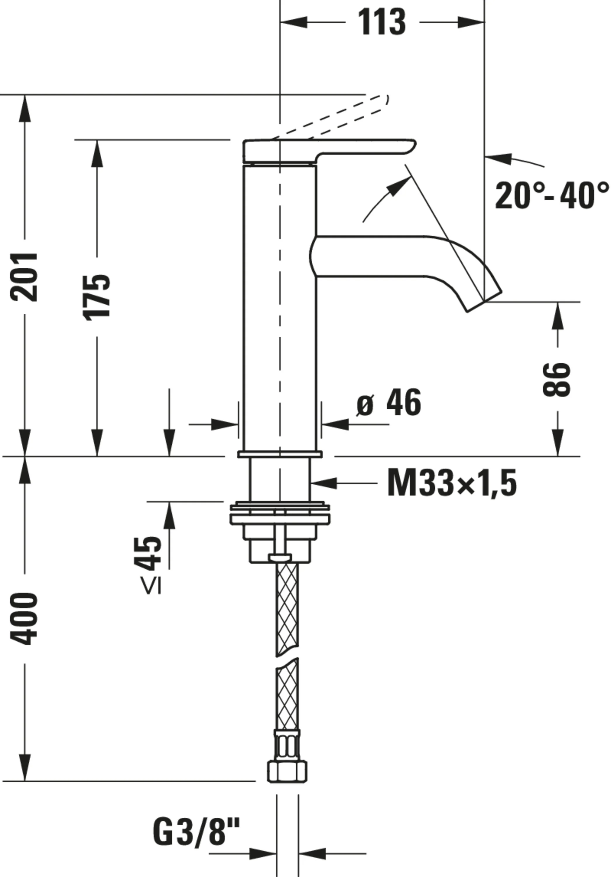 Duravit C.1 ettgrepps tvättställsblandare M - Image 4