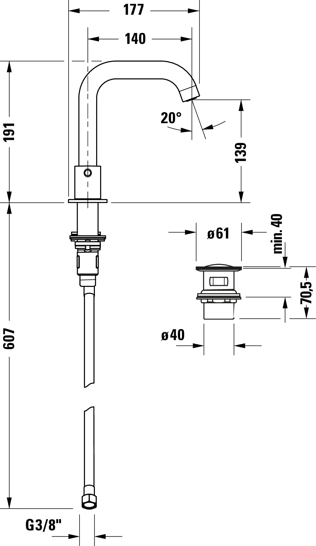 Duravit Circle 3-håls tvättställsblandare - Image 5