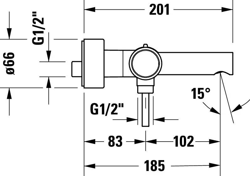 Duravit Circle Ettgrepps badkarblandare för utanpåliggande montering - Image 6