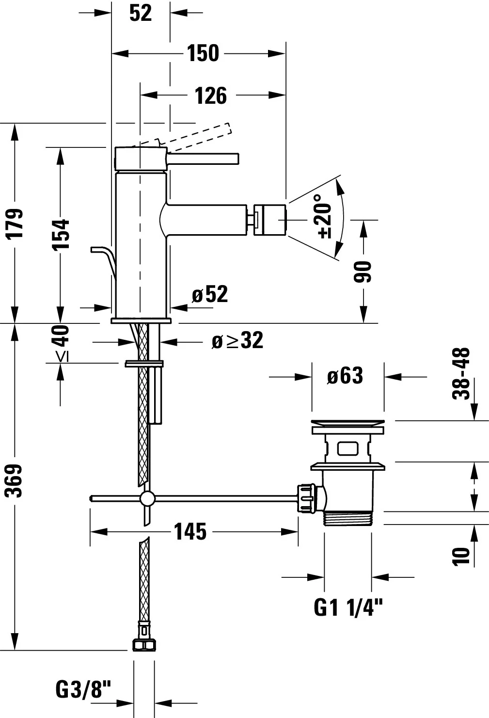 Duravit Circle ettgreppsblandare för bidé - Image 3