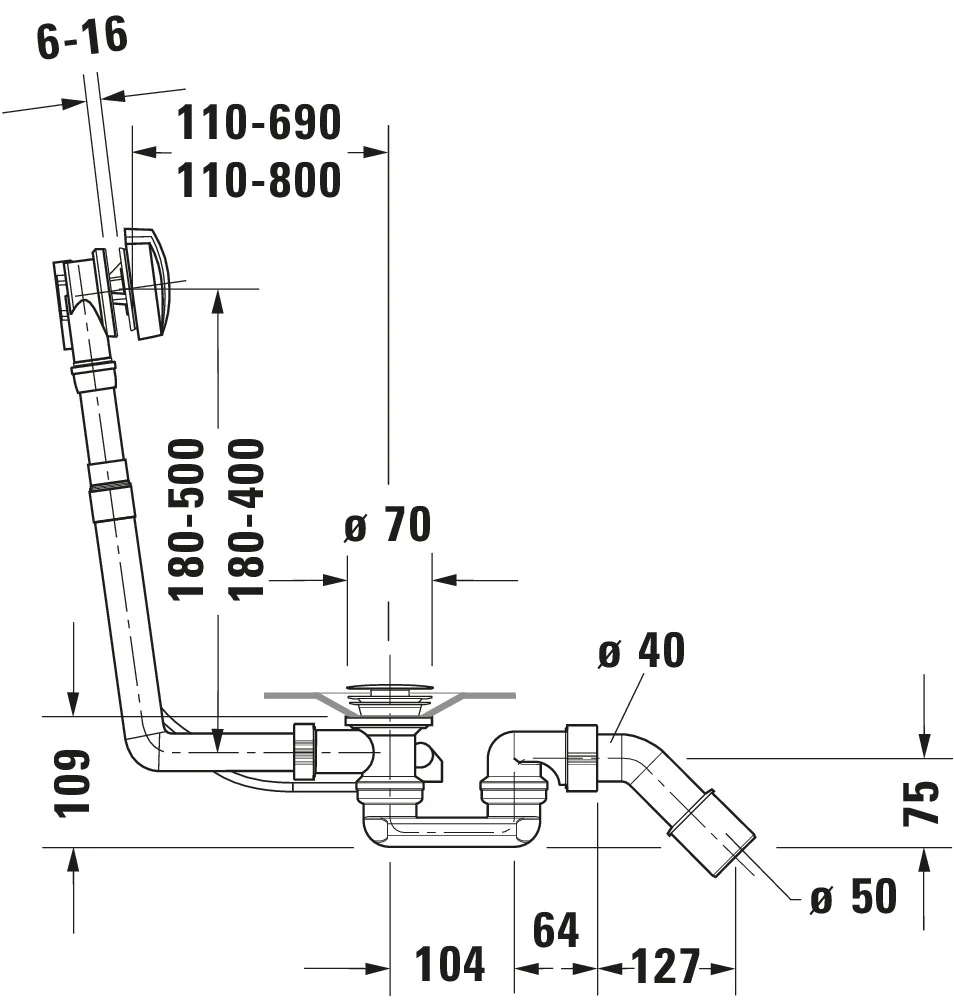 Duravit D-Code avlopps- och bräddavloppssats - Image 3