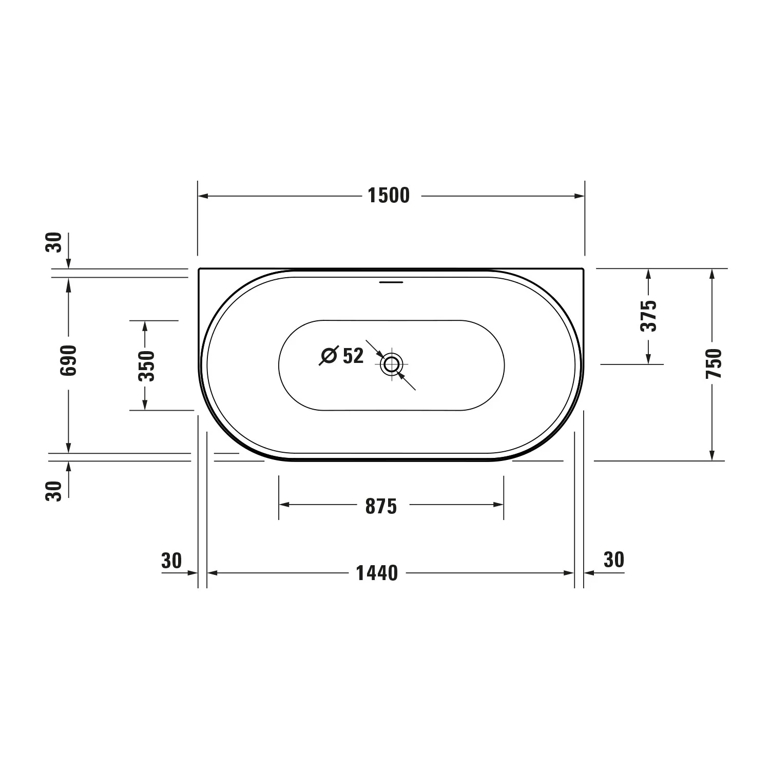Duravit DuraDelfi väggmonterat badkar - Image 5