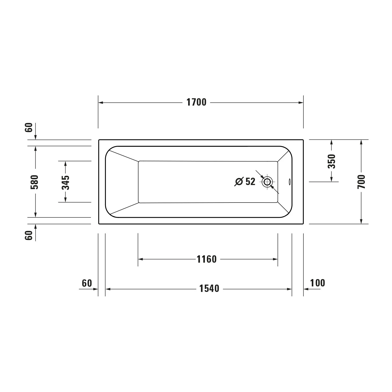 Duravit DuraPecos rektangulär badkar med en rygglutning - Image 7