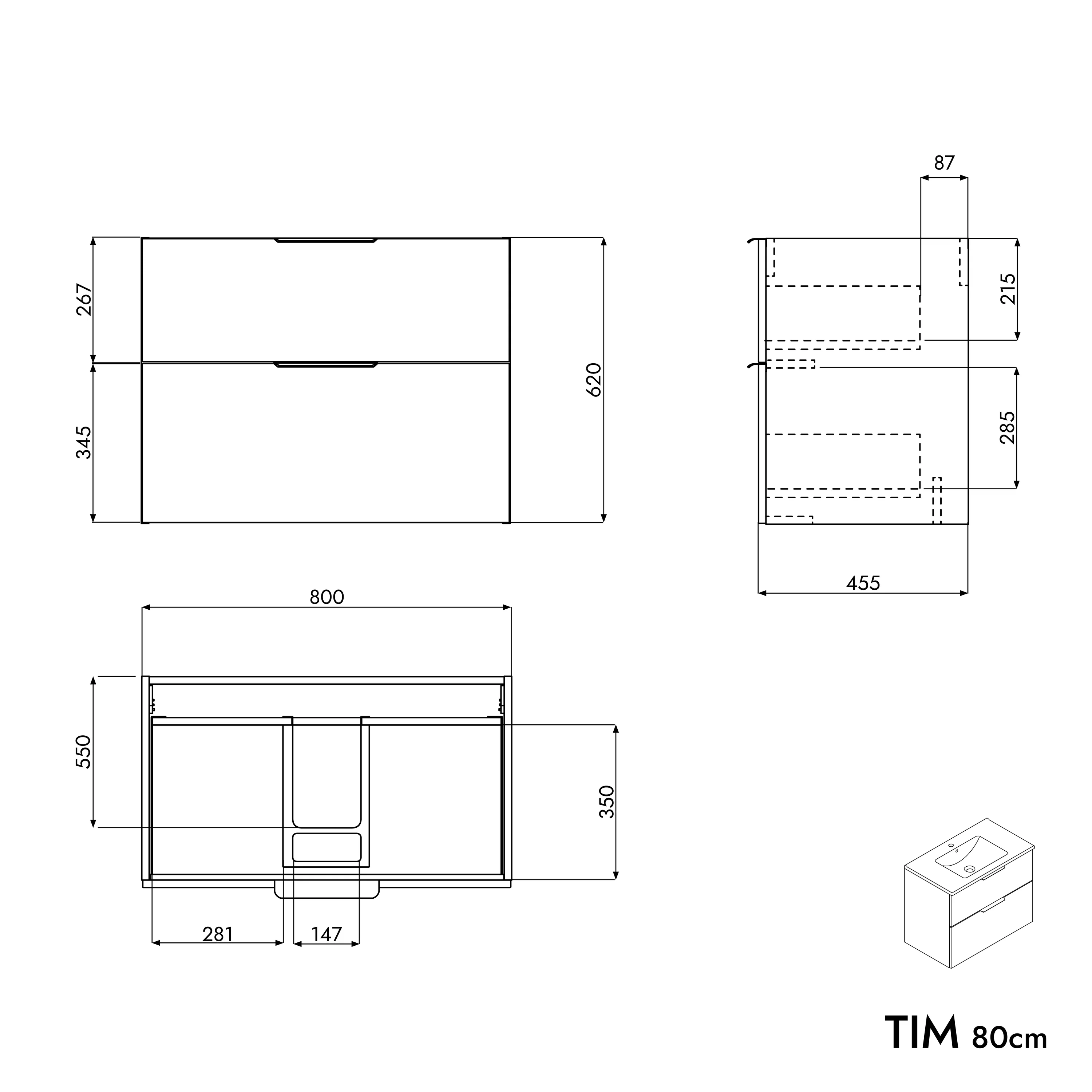 Duravit handfat med tvättställsskåp TIM 80 cm - Image 51